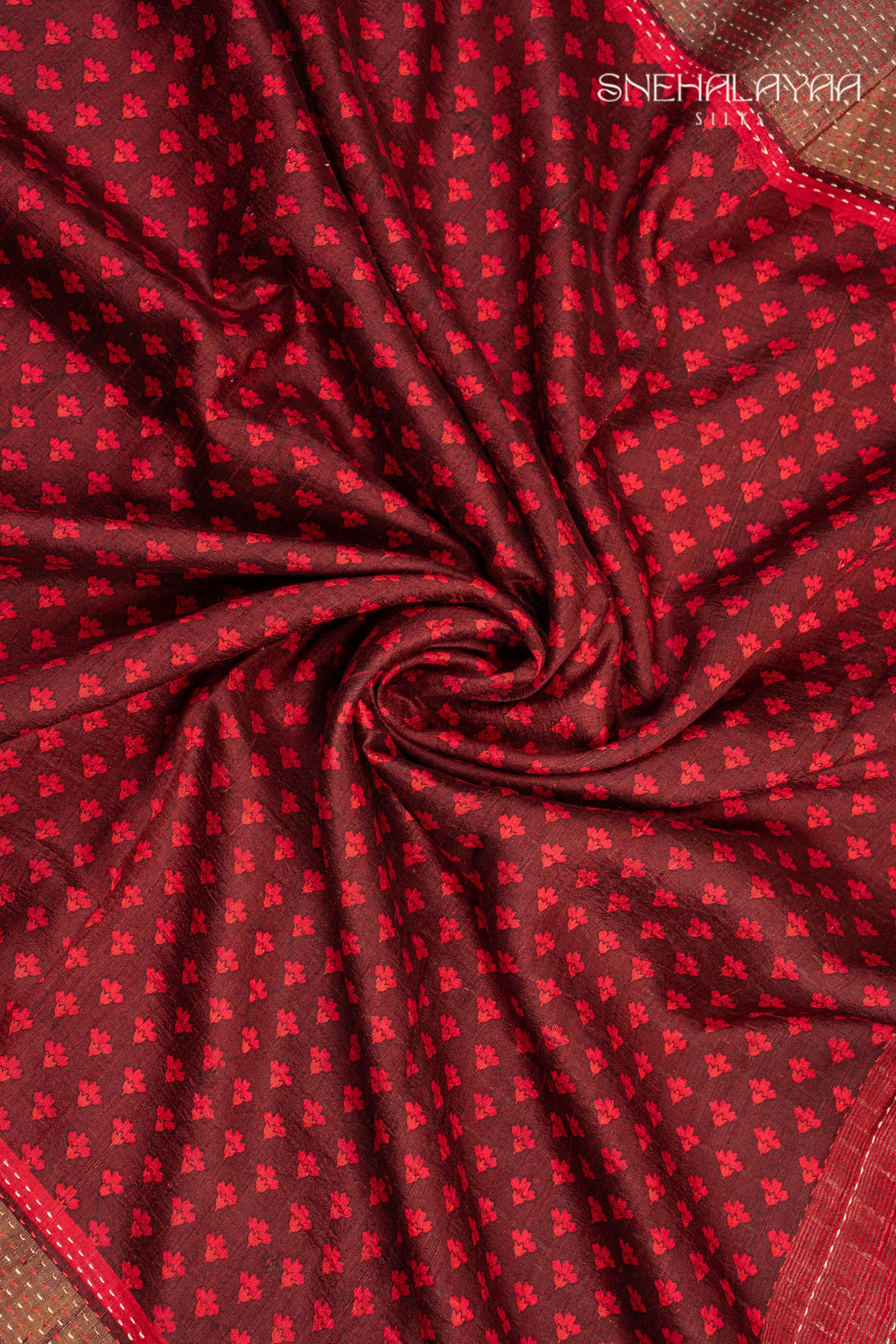 Wine Red Tussar Saree