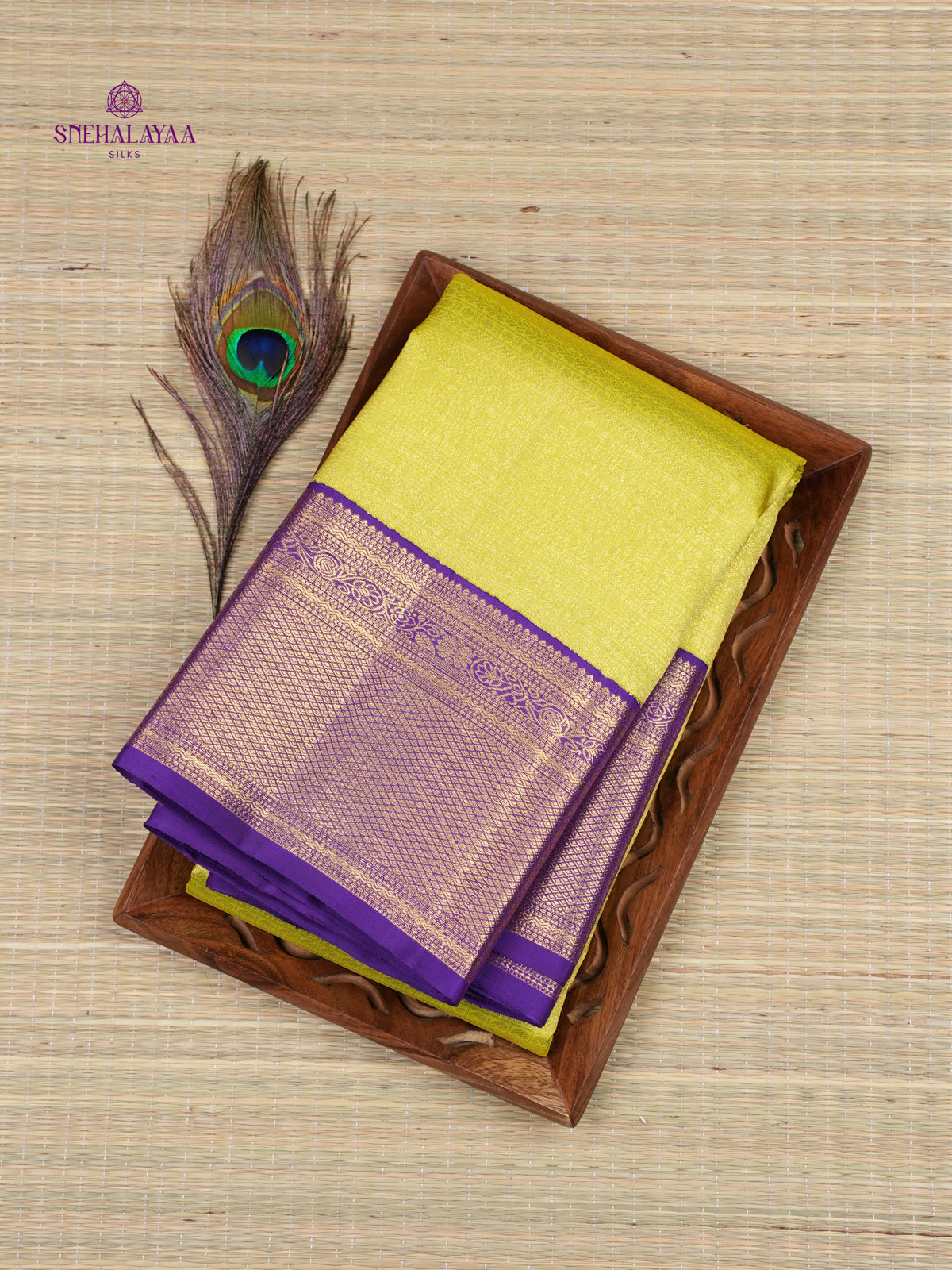 Lime Green Kanjivaram Silk Saree