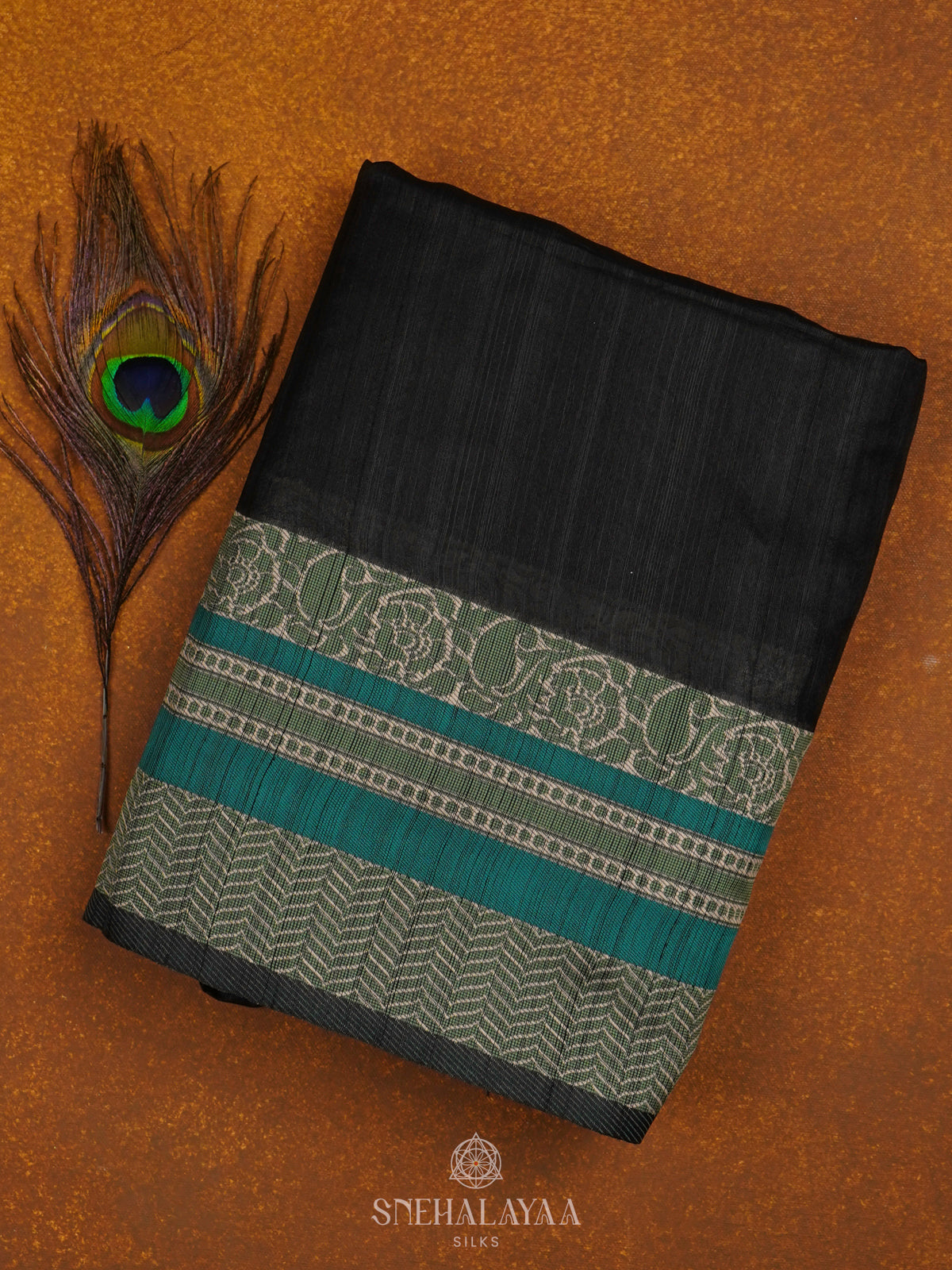 Black Munga Tussar Saree