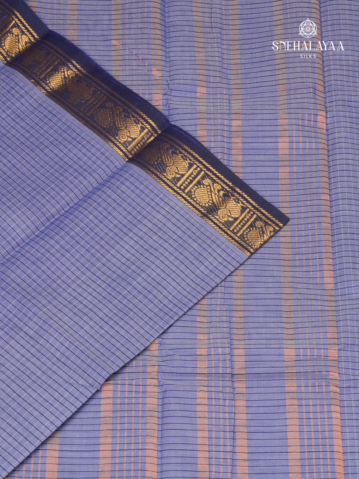 Periwinkle Blue Kanchi Cotton Saree