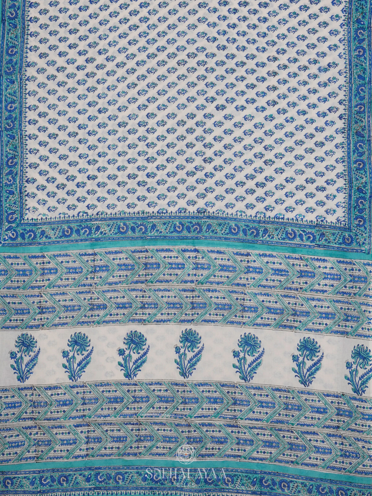 White Jaipur Cotton Saree