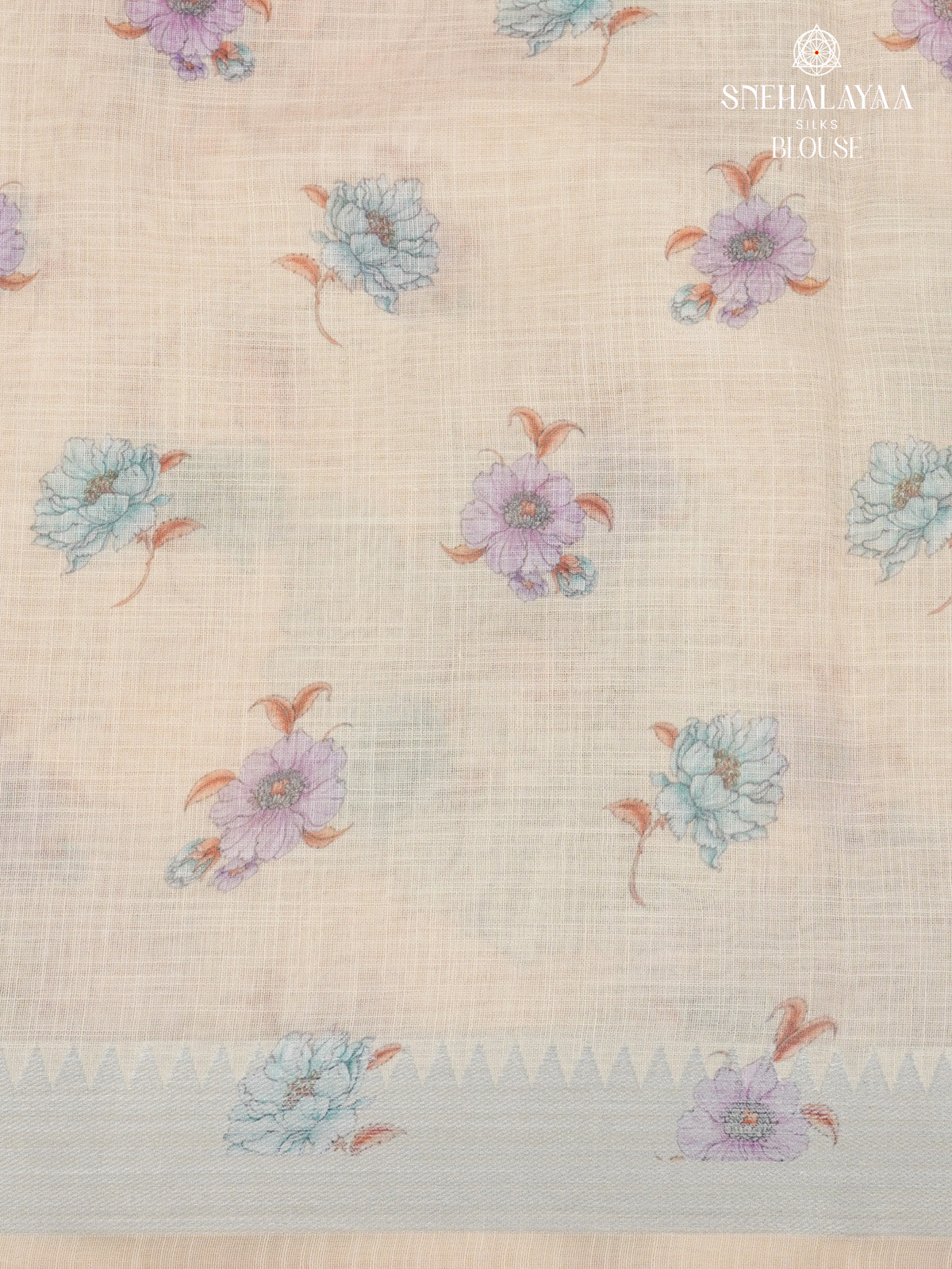 Sandal Printed Linen Saree