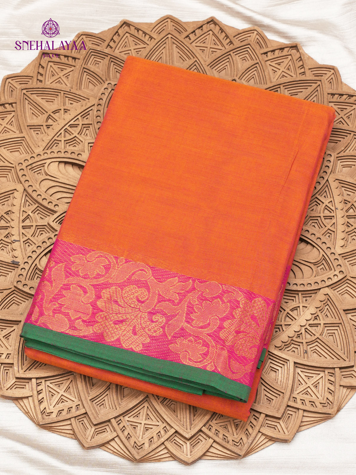 Rust Orange Chettinad Cotton Saree