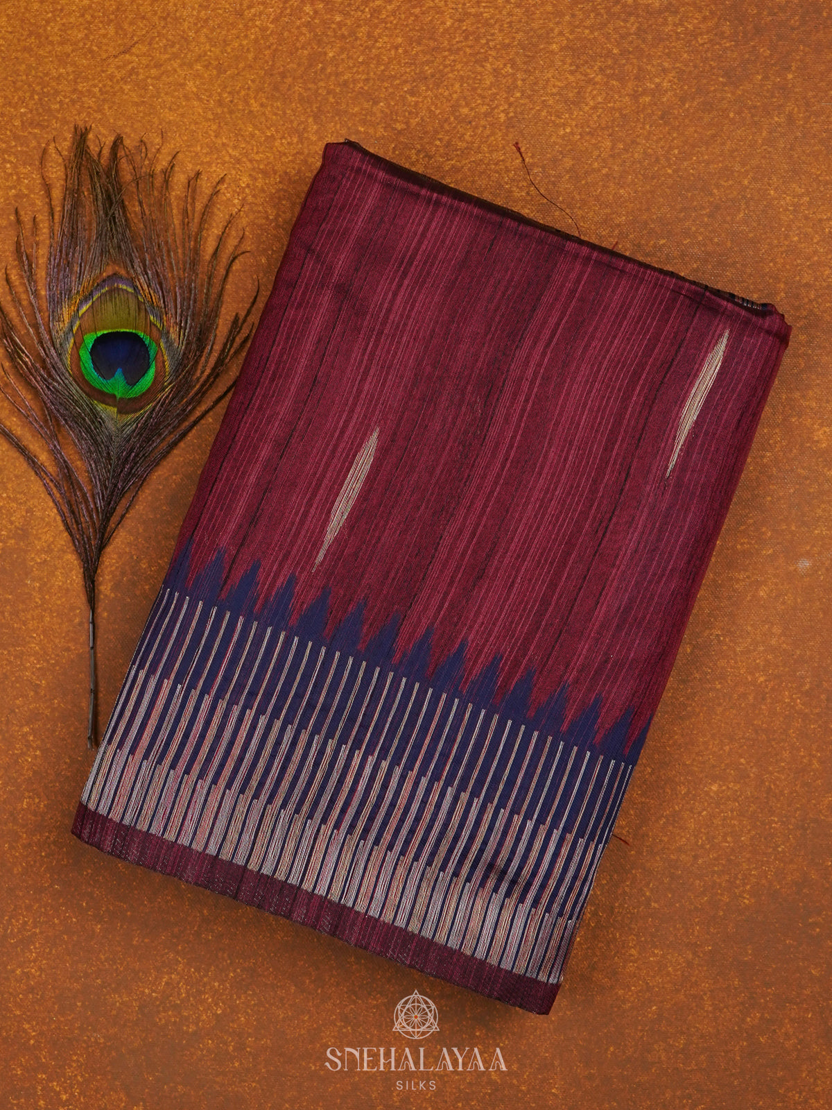 Maroon Munga Tussar Saree