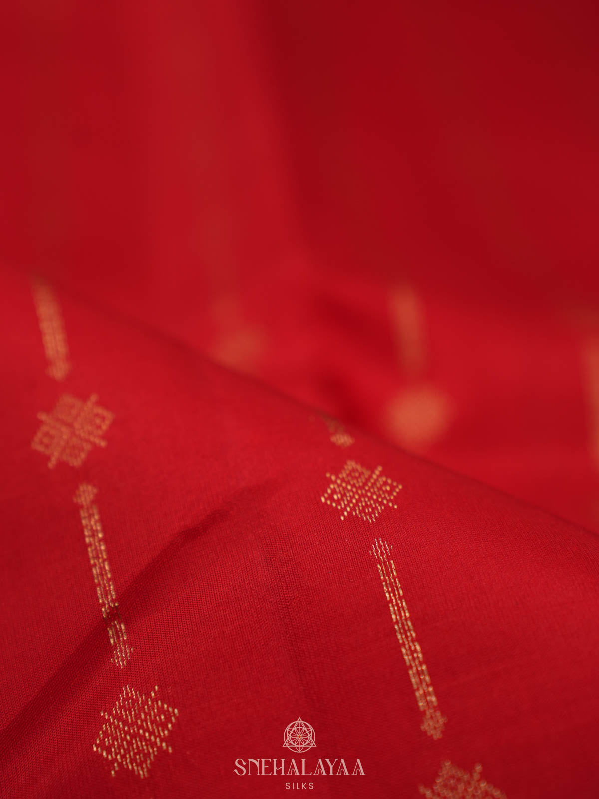 Vermillion Red Kanjivaram silk saree