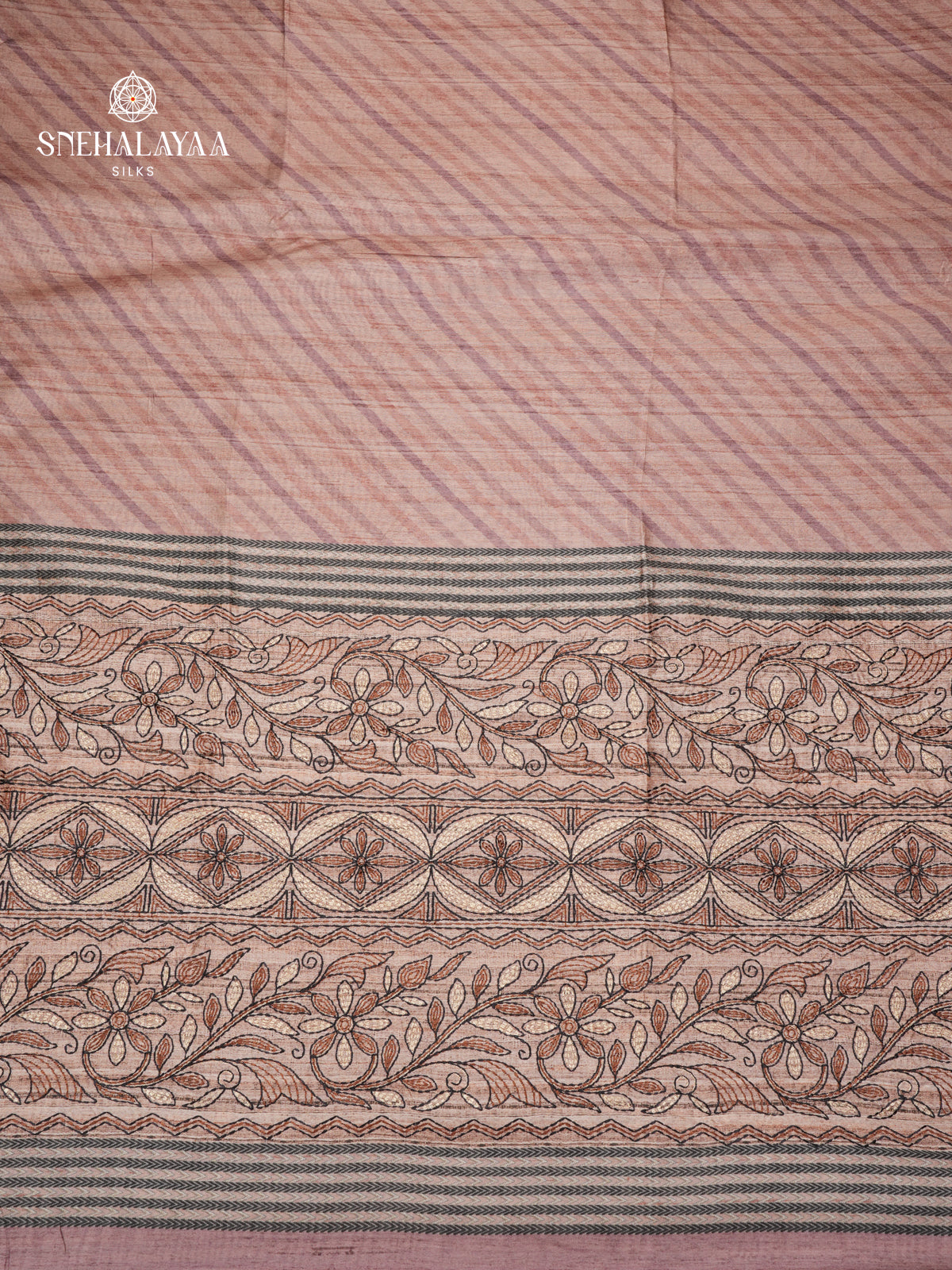 Beige Tussar Embroidery Saree