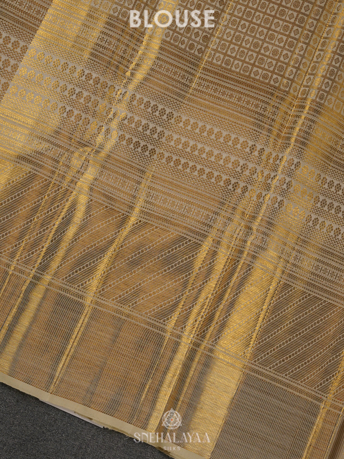 Cream Kanjivaram Silk Saree