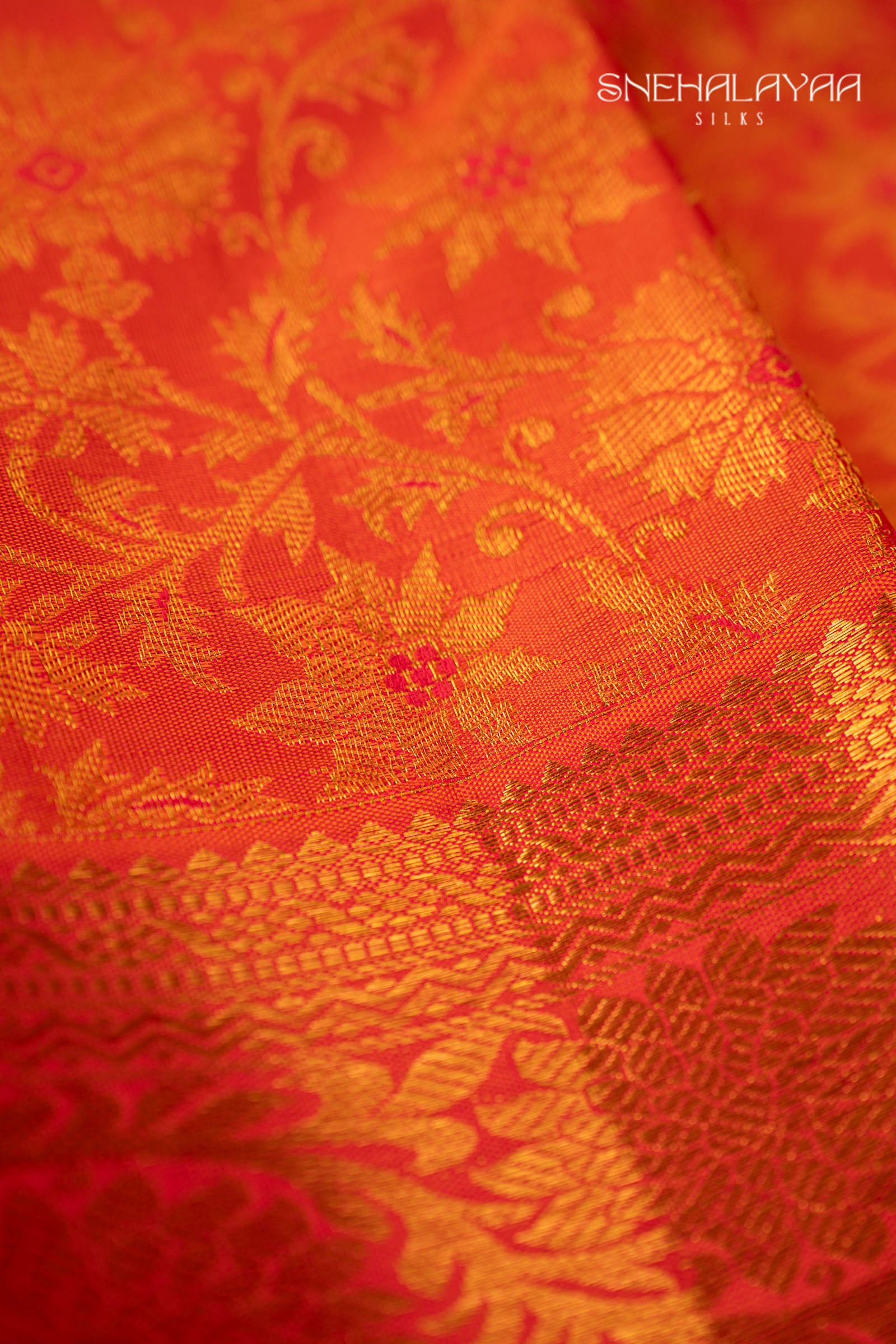 Tangerine Orange Kancheevaram Silk Saree