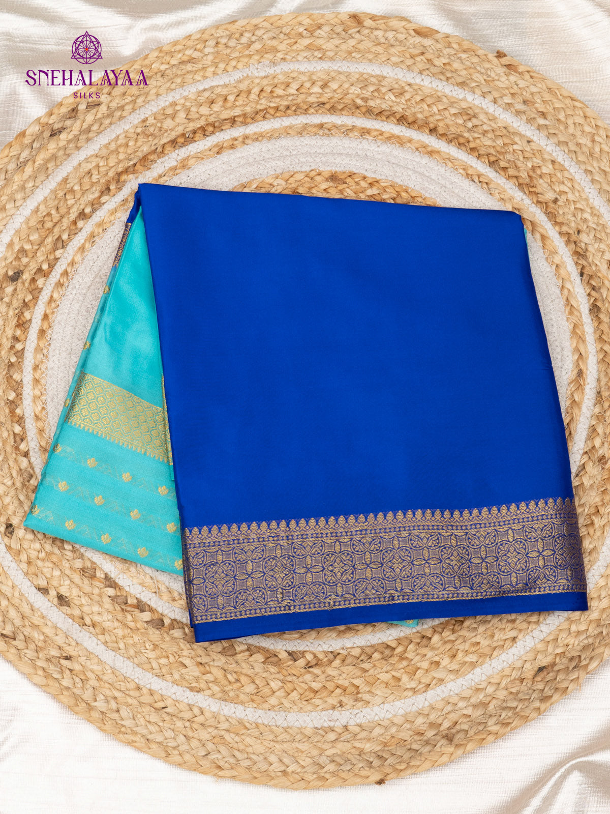 Sea Blue Mysore Silk Saree