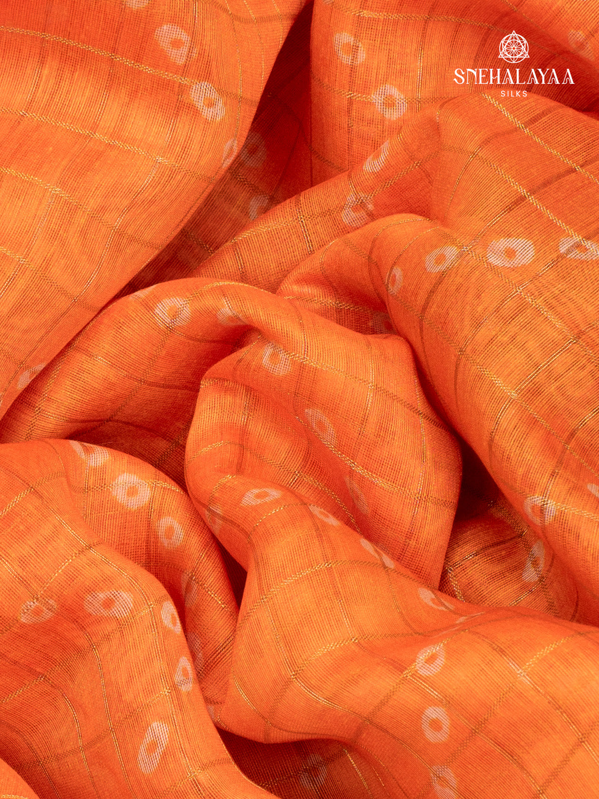 Orange Madhubani Saree