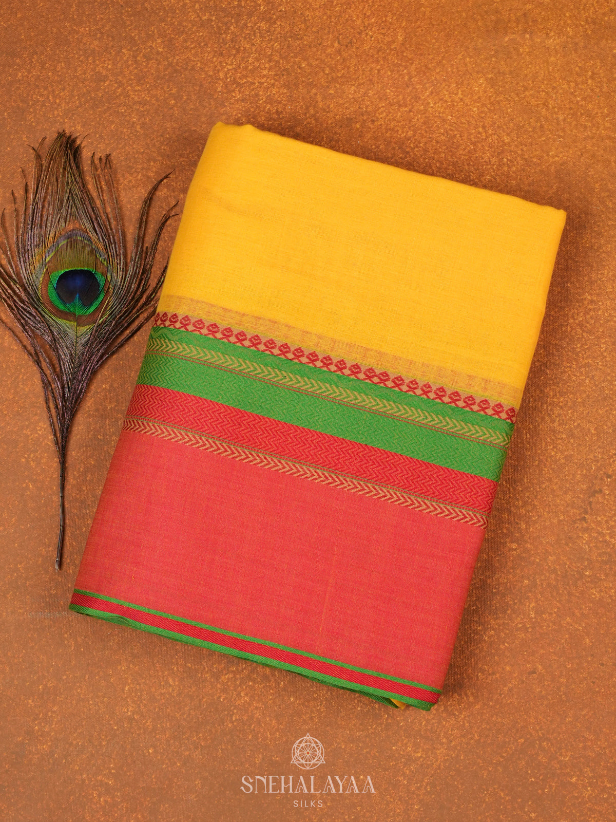 Yellow Khadi Cotton Saree