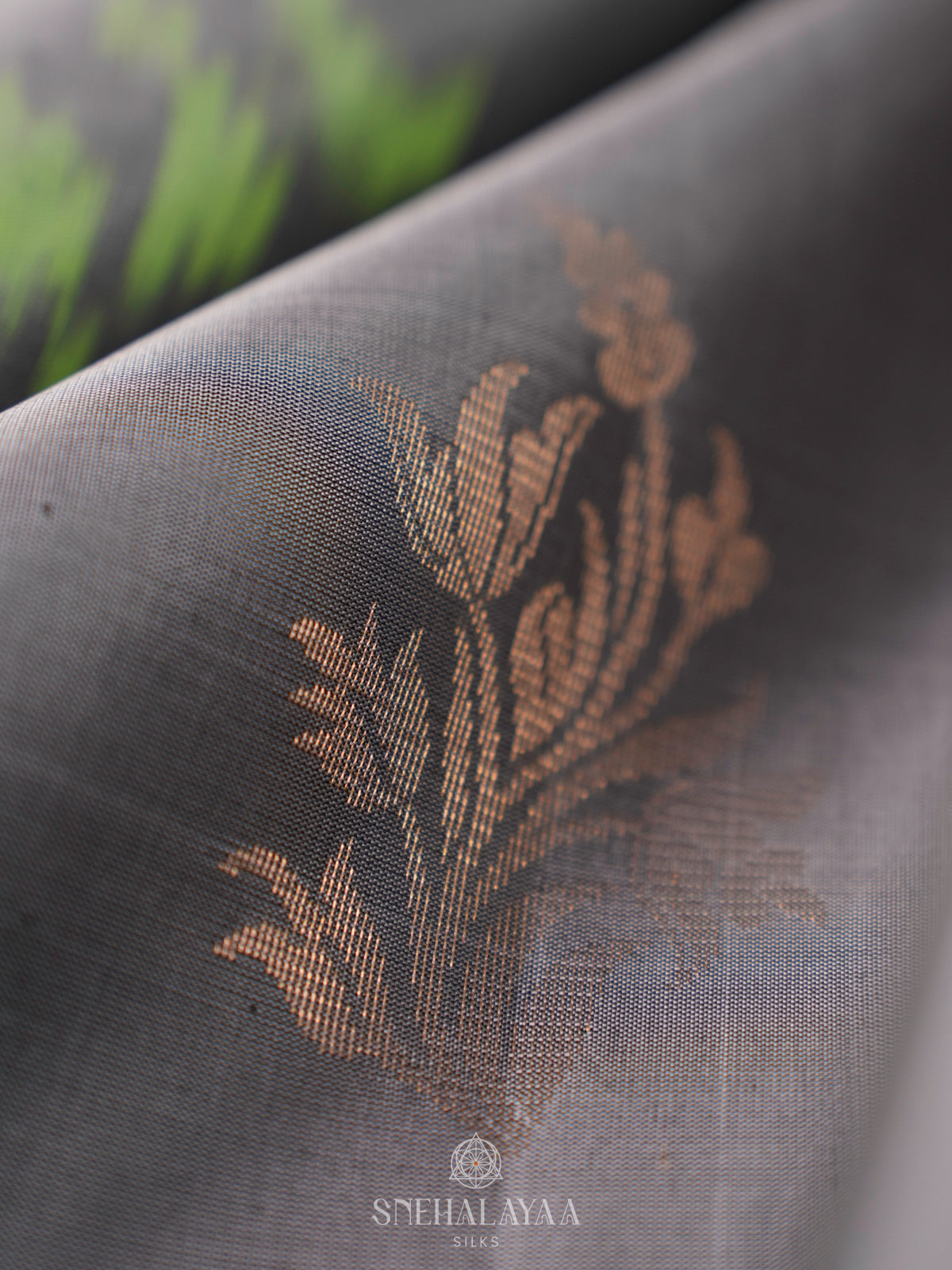 Grey Ikat Soft Silk Saree
