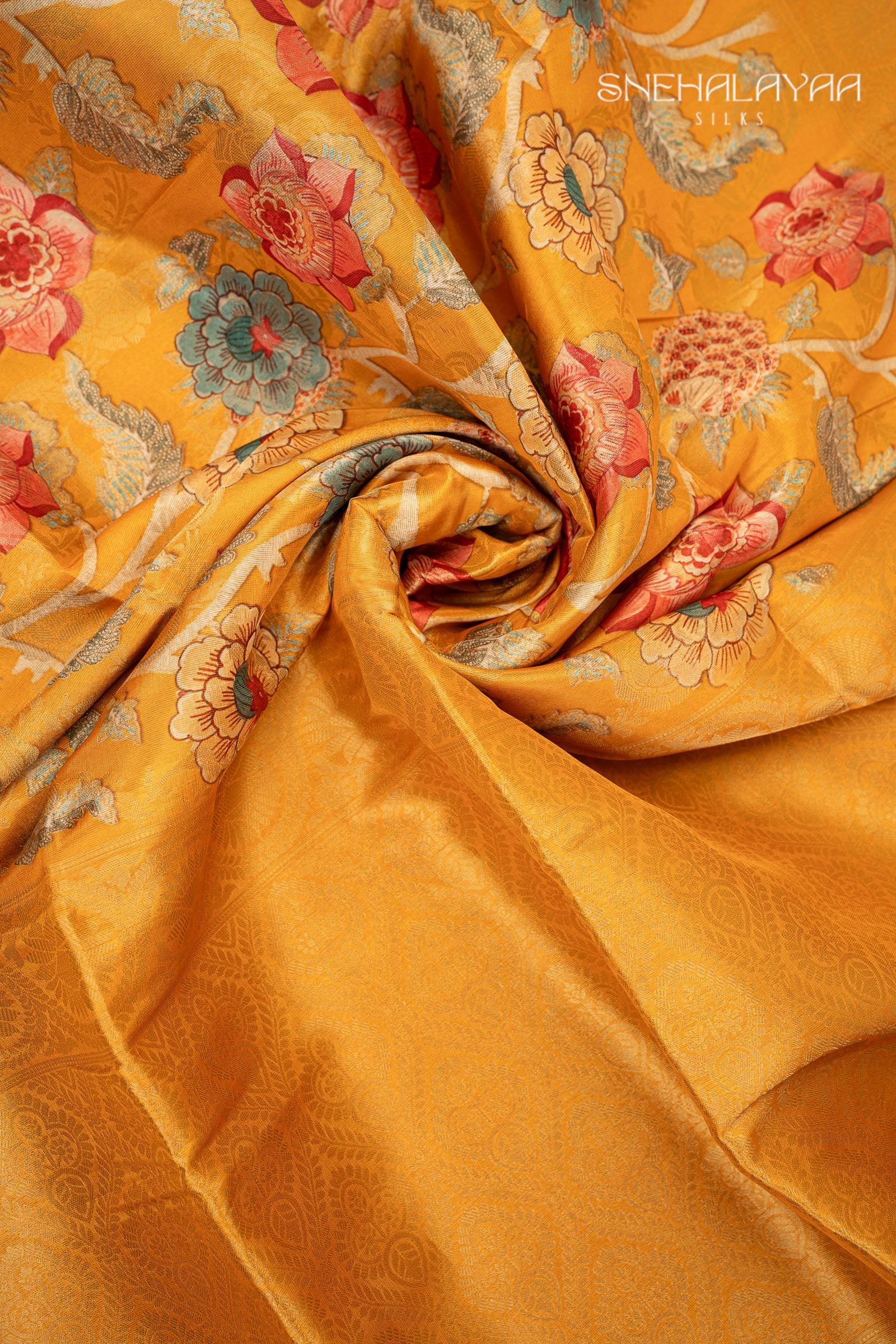 Tangerine Orange Semi Banaras Saree