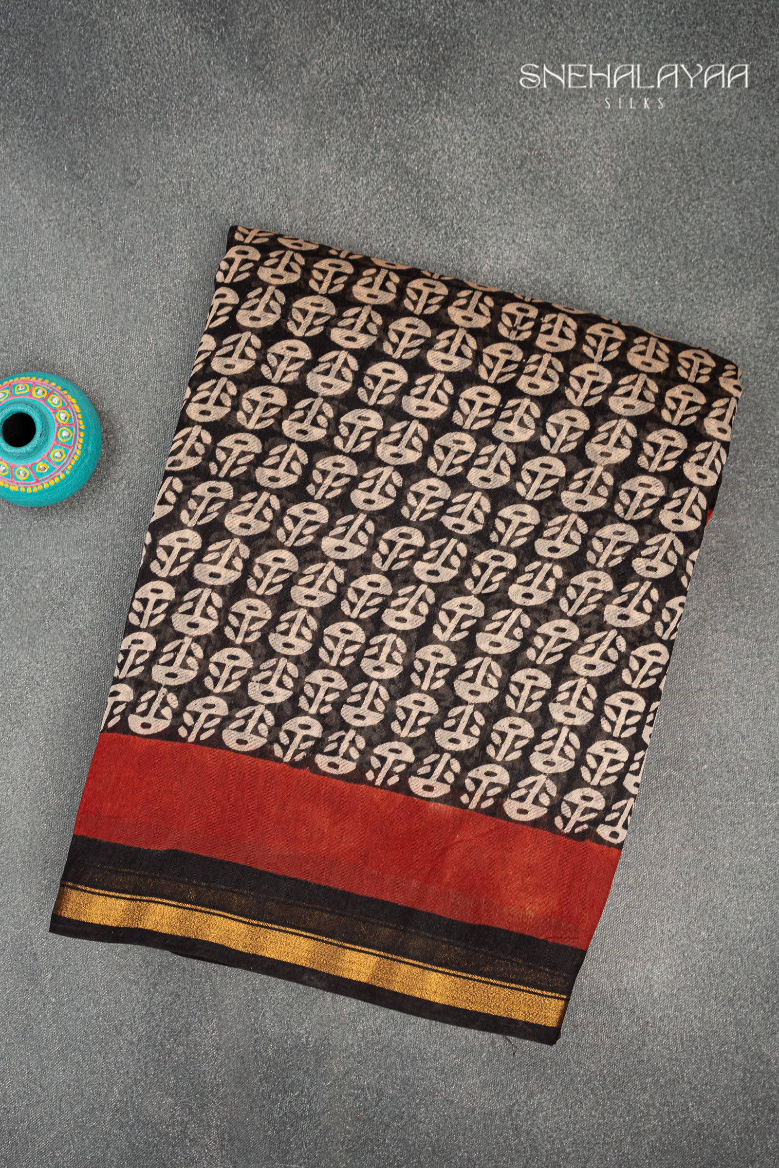 Black Chanderi Saree
