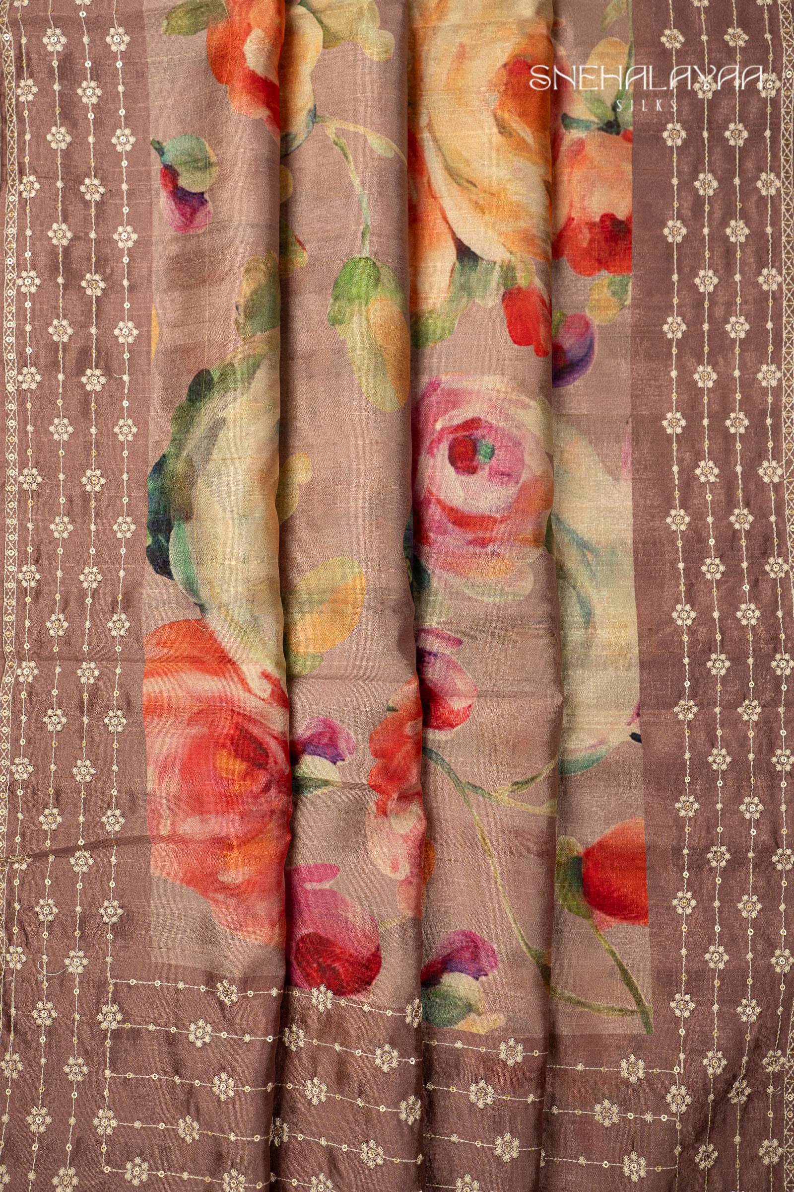 Beige Raw Silk Saree