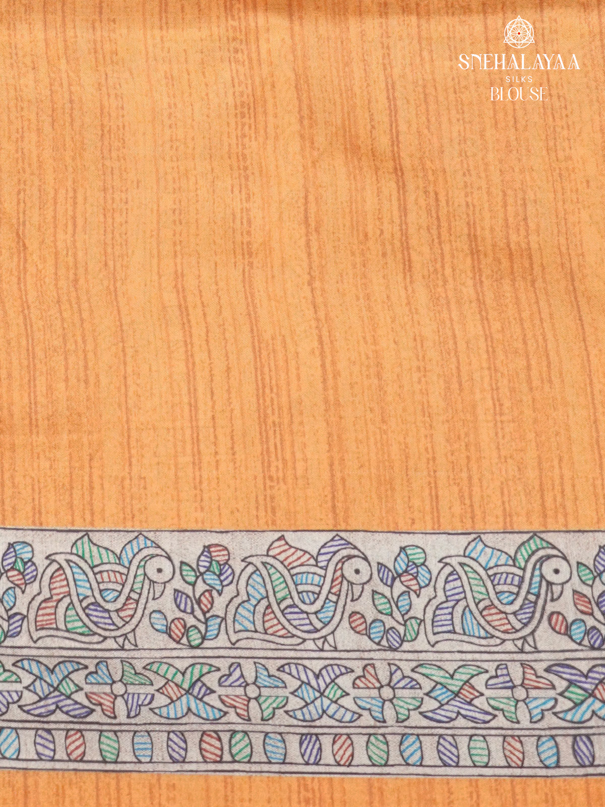 Beige With Yellow Border Madhubani Saree