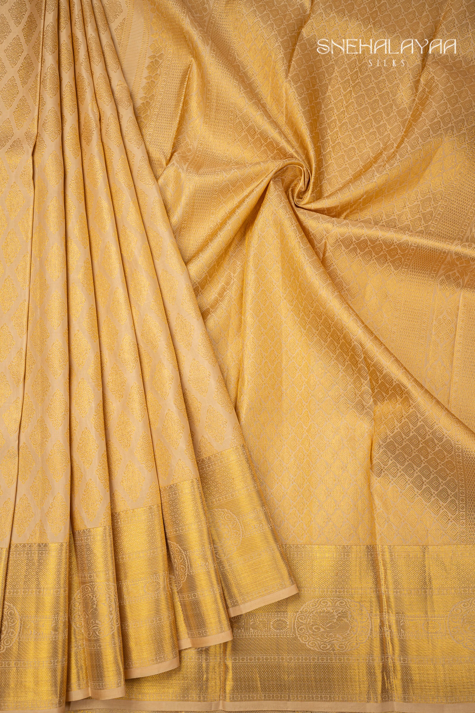 Cream Kancheevaram Silk Saree