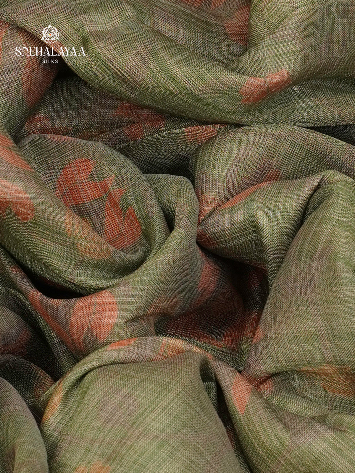 Olive Green Linen Tissue Saree