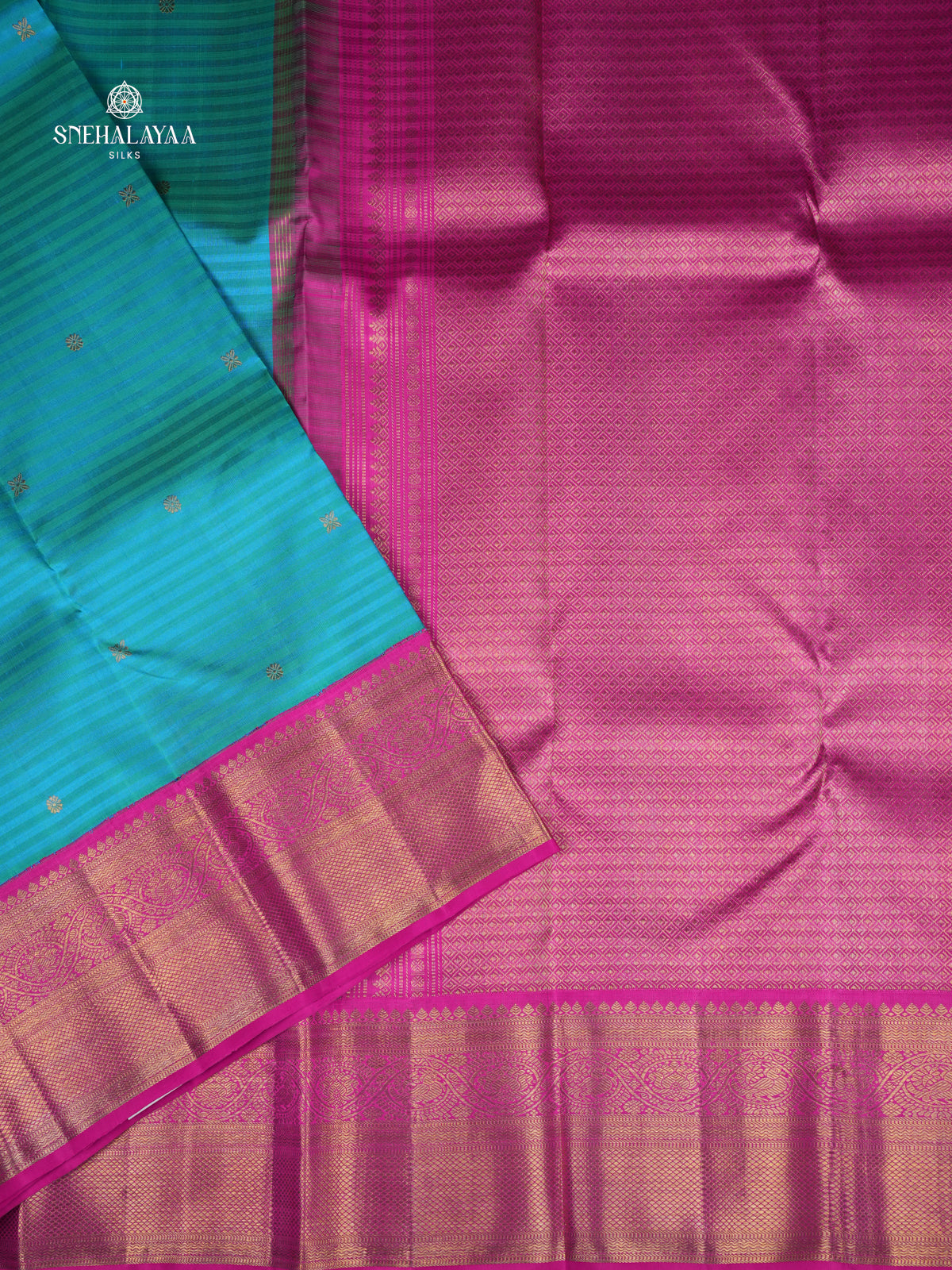 Teal Blue Kanjivaram Silk Saree