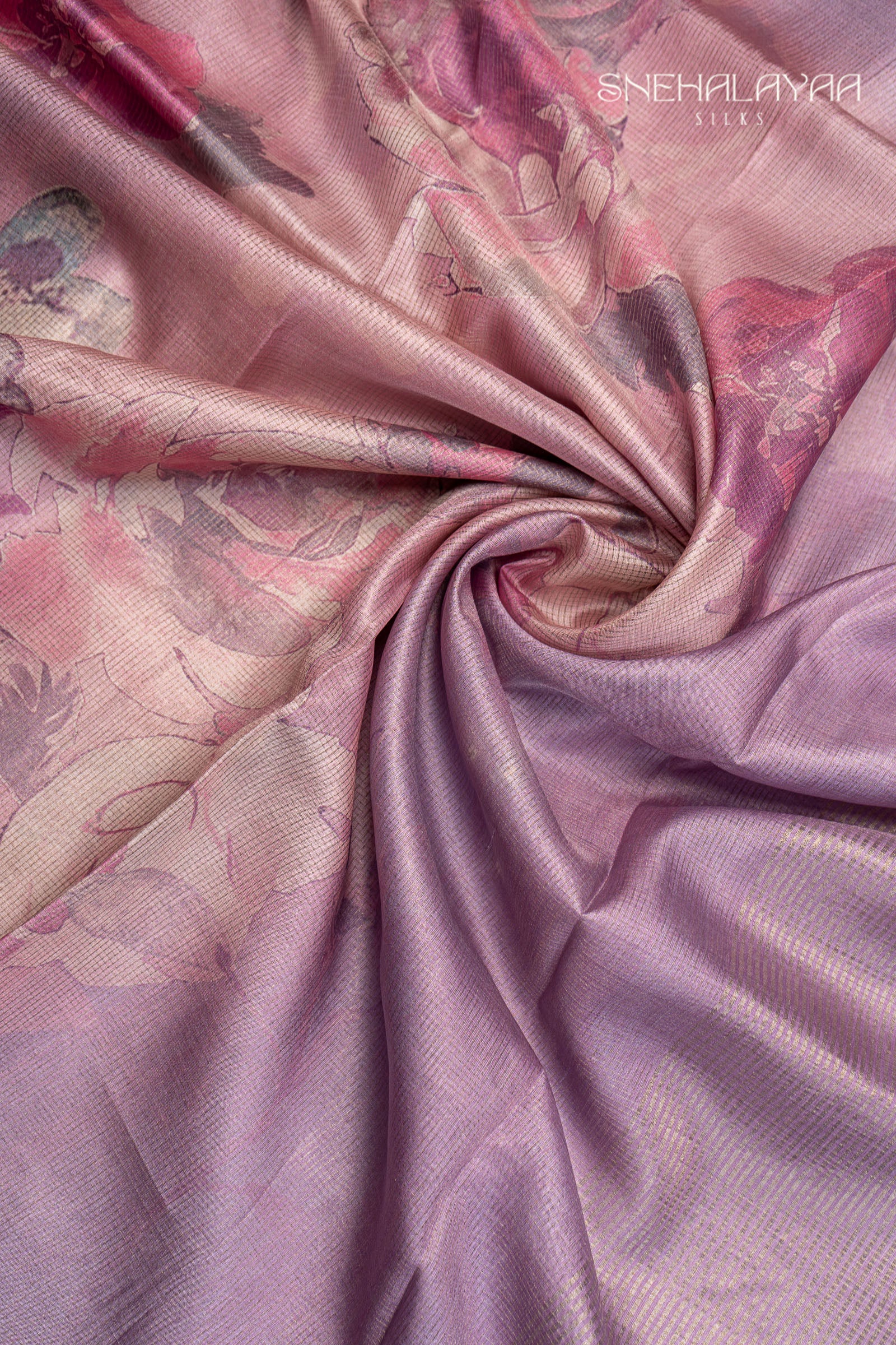 Lavender Tussar Silk Saree
