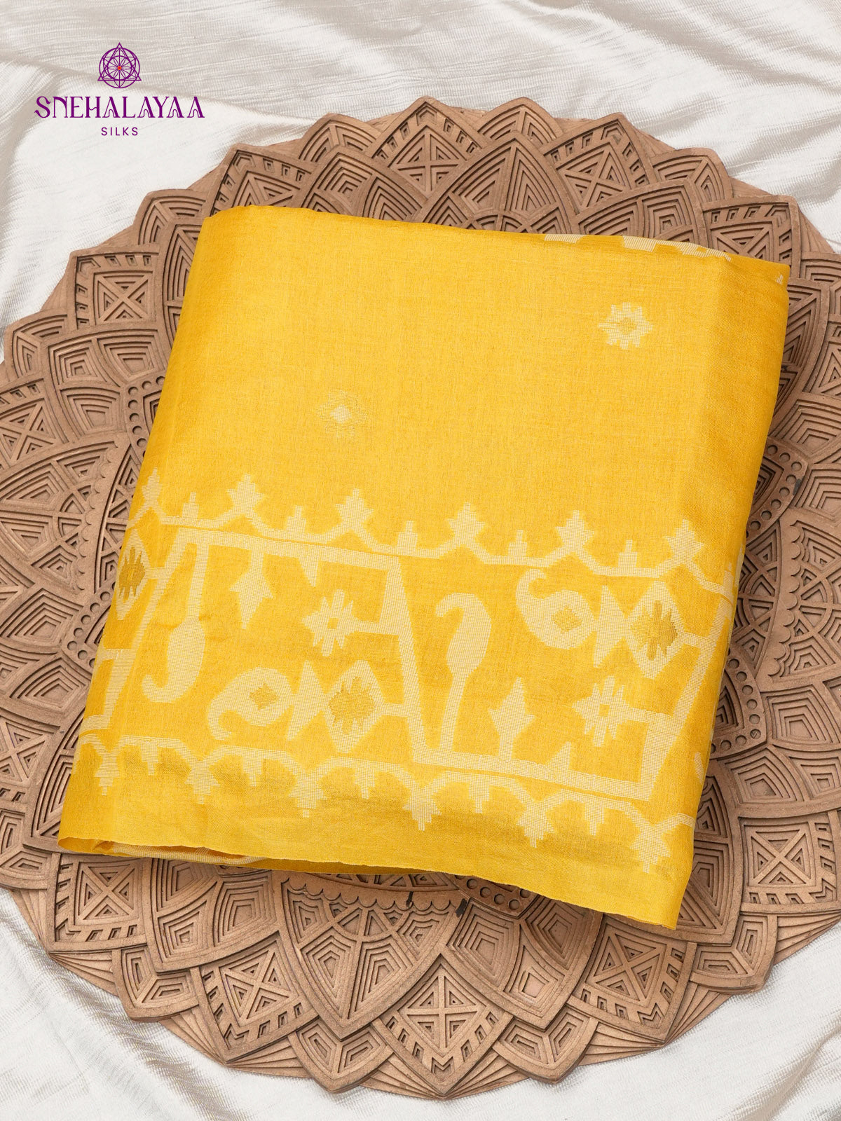 Yellow Tussar Silk Saree