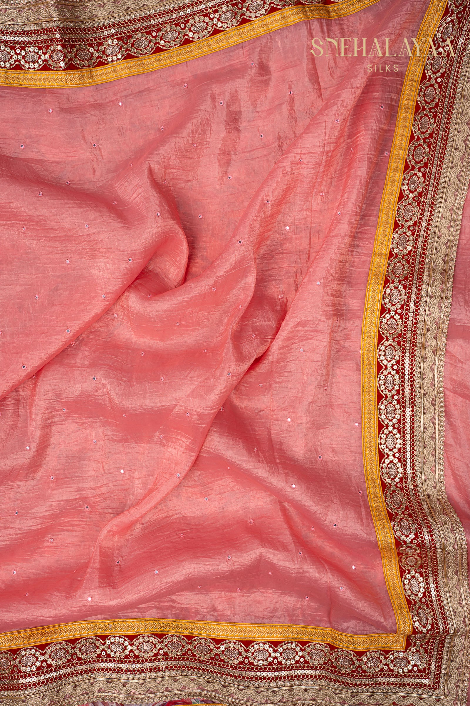 Peach Pink Designer Saree