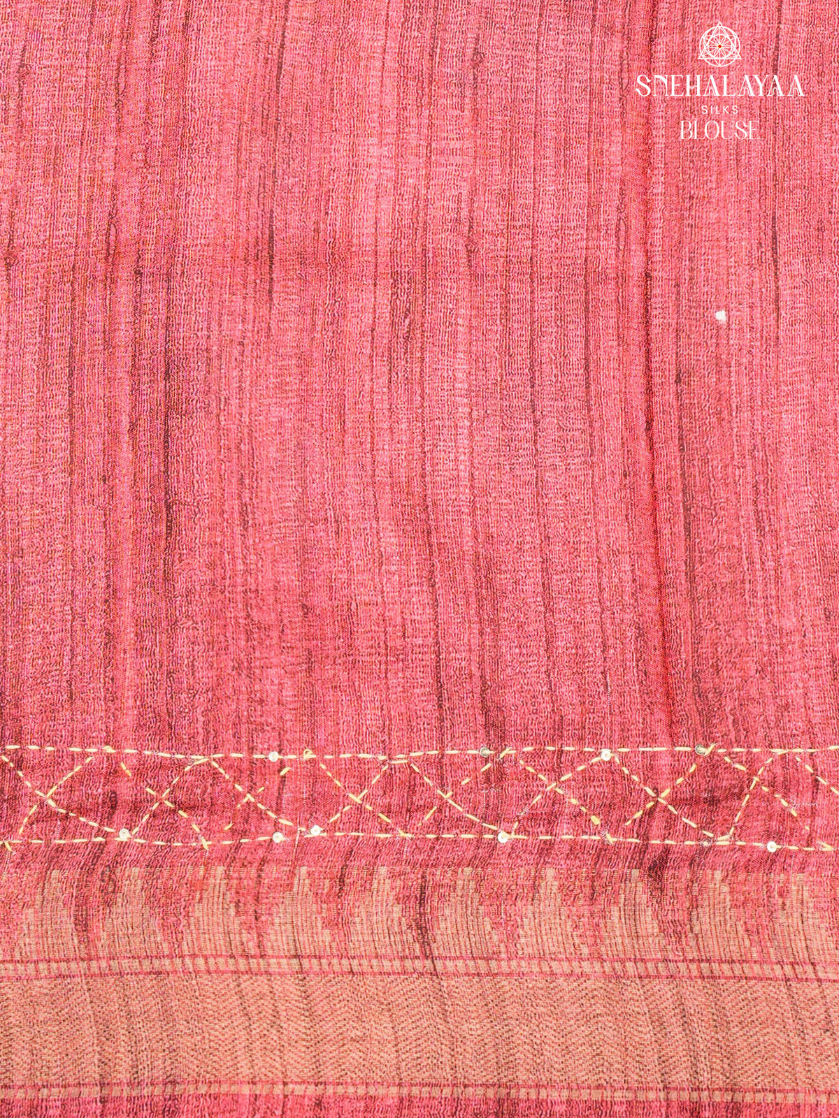 Pink Tussar Embroidery Saree