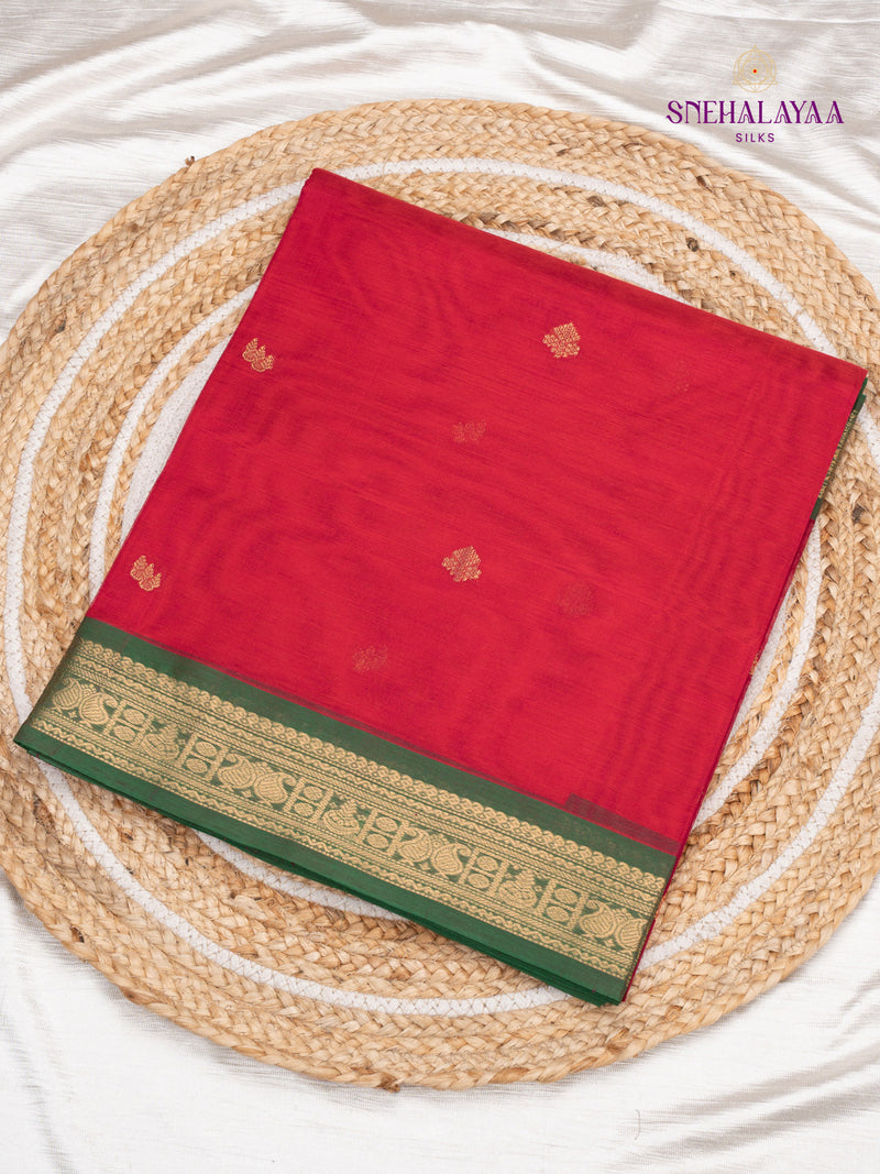 Red Kanchi Silk Cotton Saree