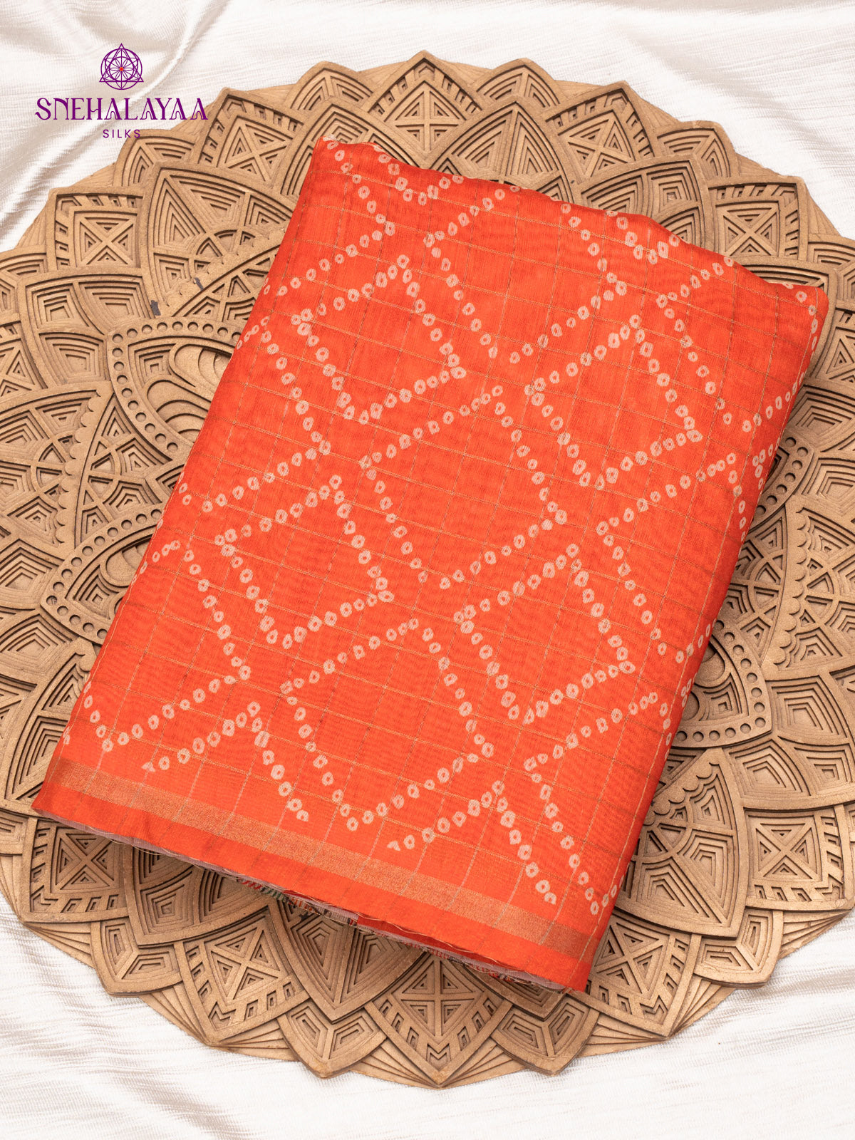 Orange Madhubani Saree