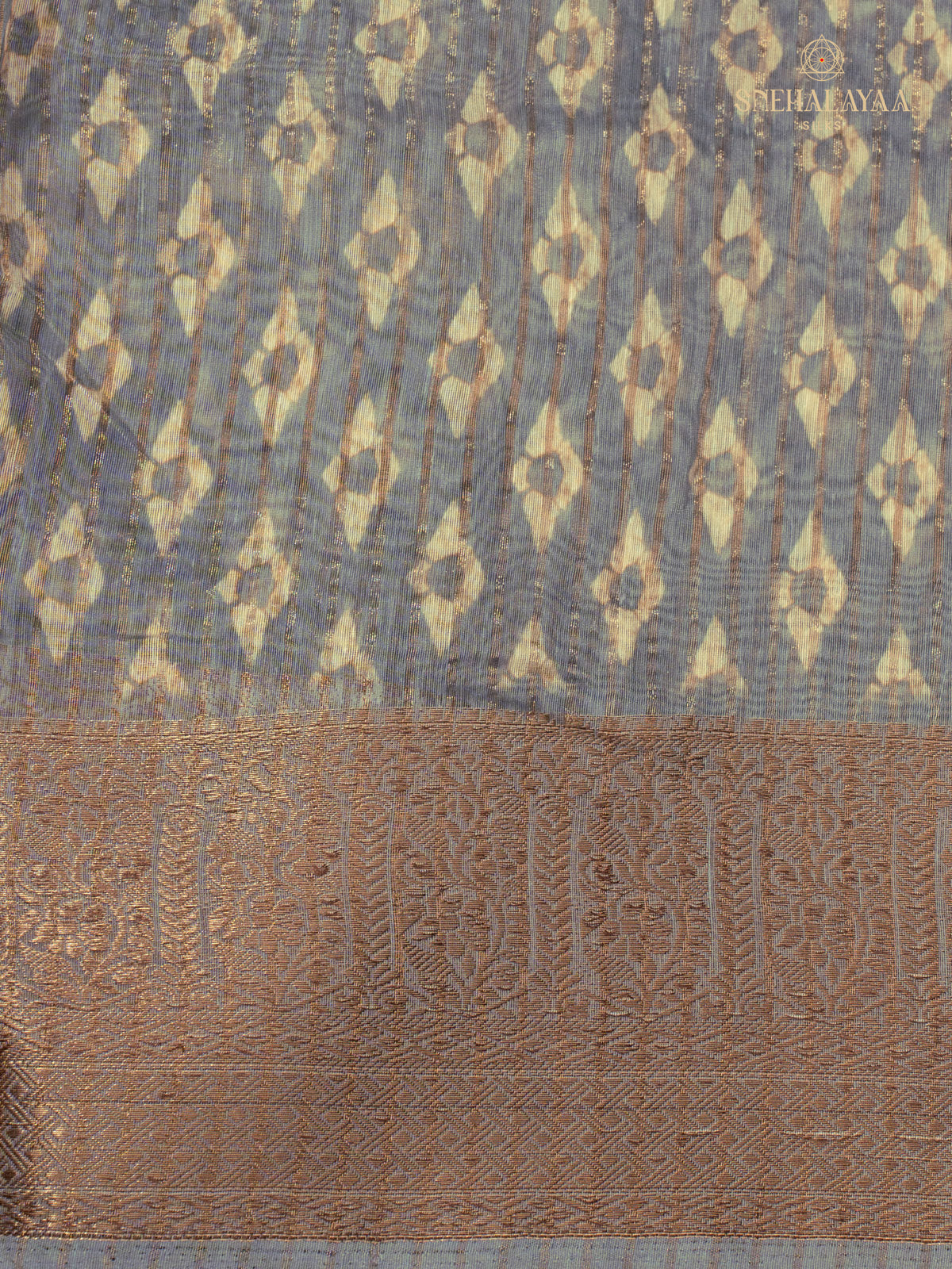 Pale Yellow Linen Floral Print Saree