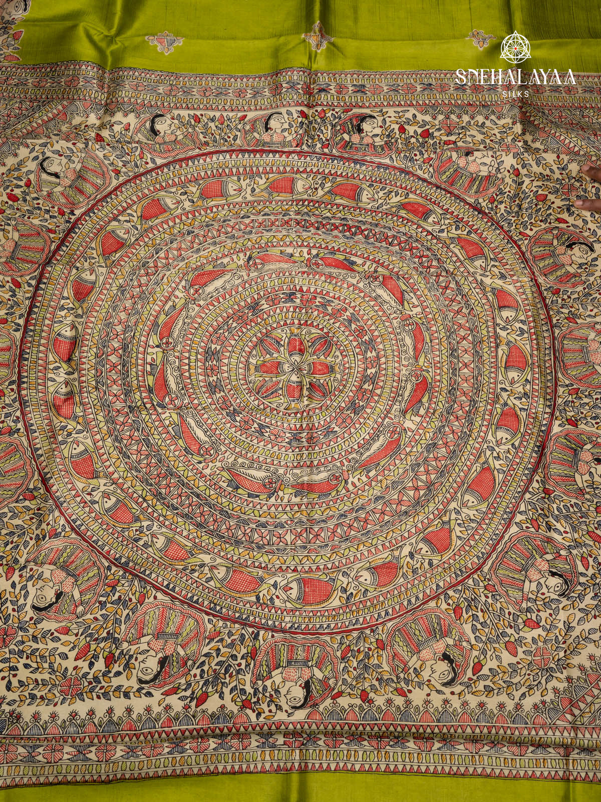 Green Printed Tussar Saree