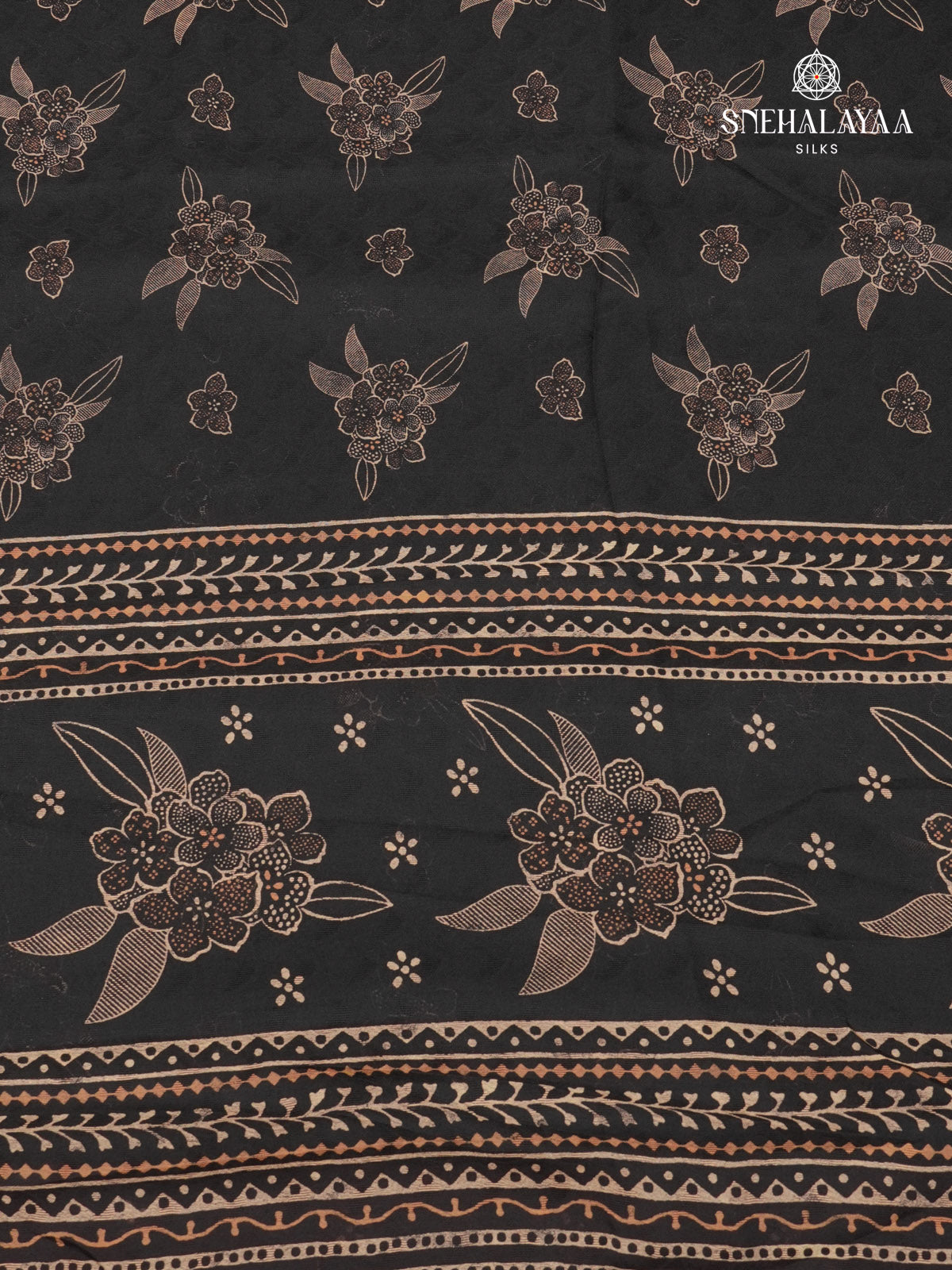 Black Printed Matka Saree