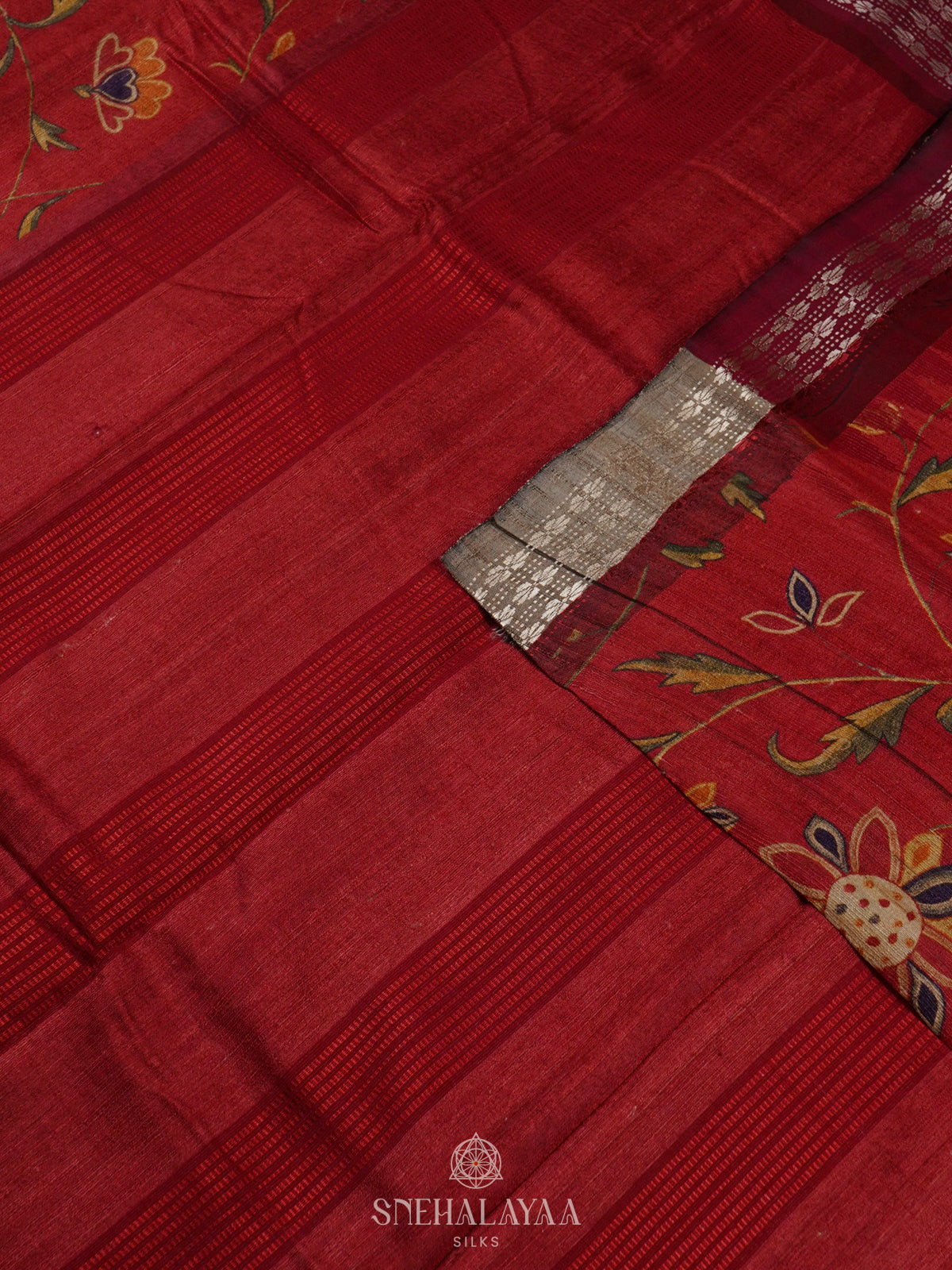 Maroon Munga Tussar Saree