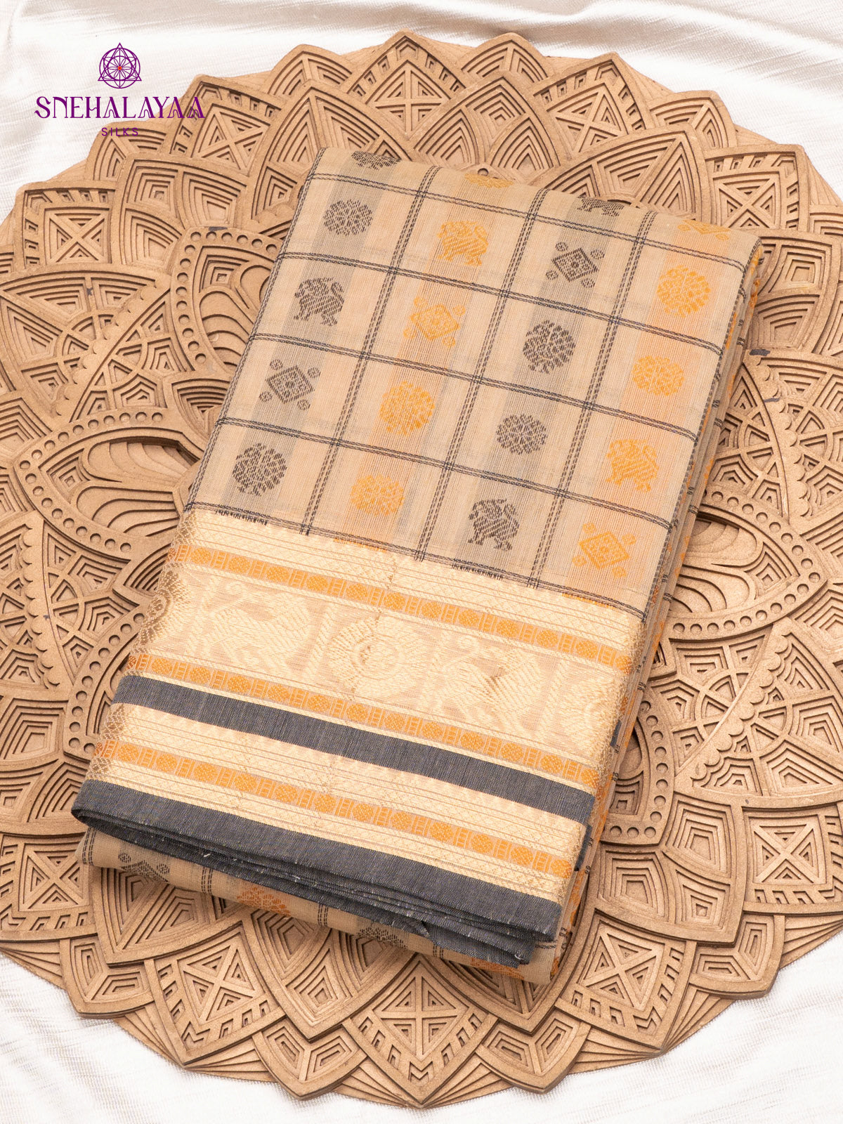 Sandal Pure Kanchi Cotton Saree