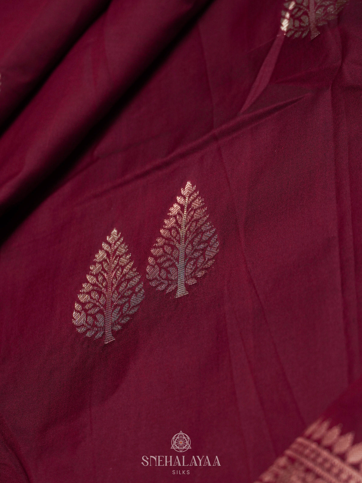 Burgundy Banaras Saree