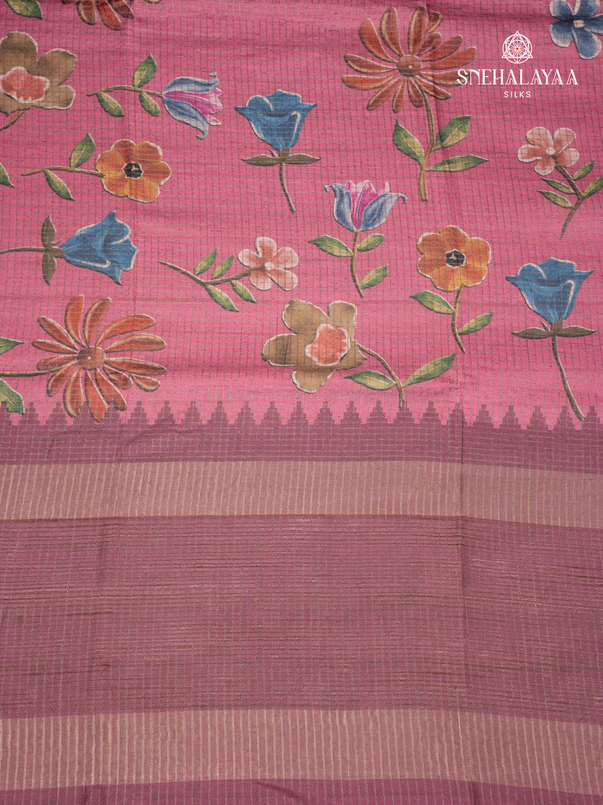 Pink Tussar Saree