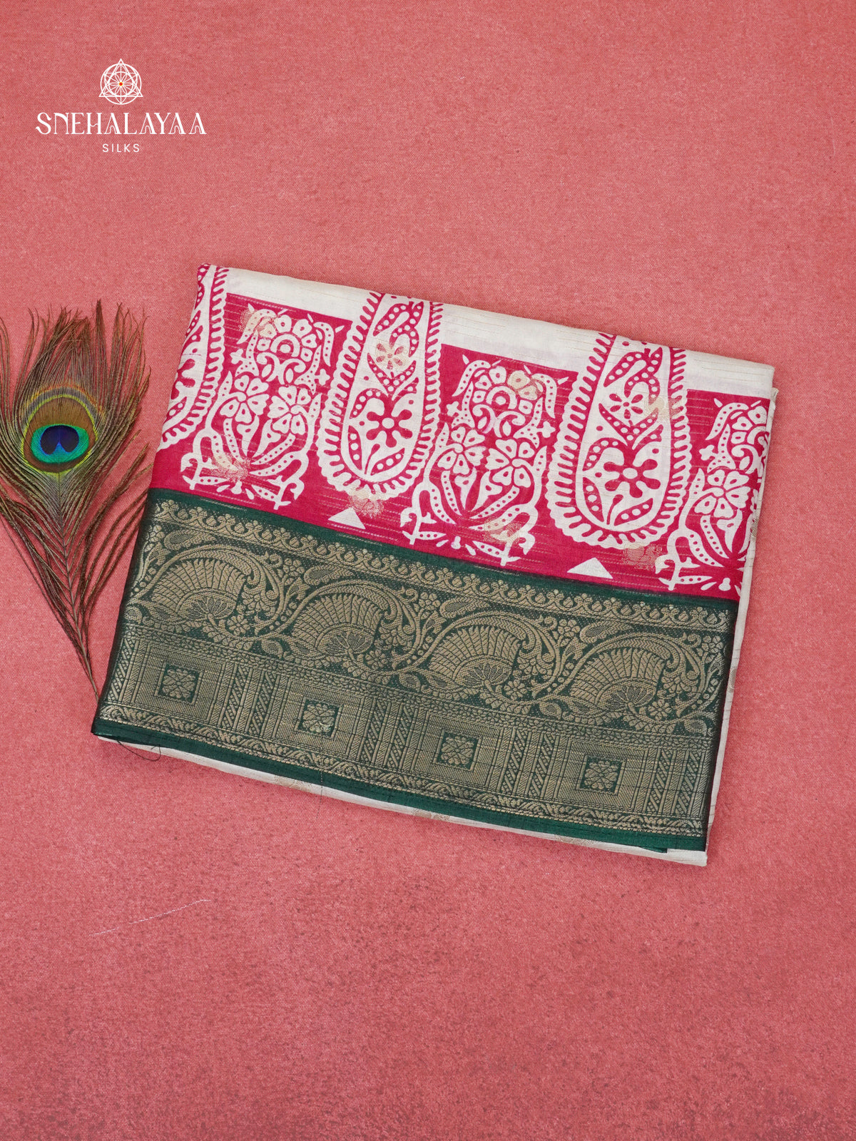 White Dola Silk Saree