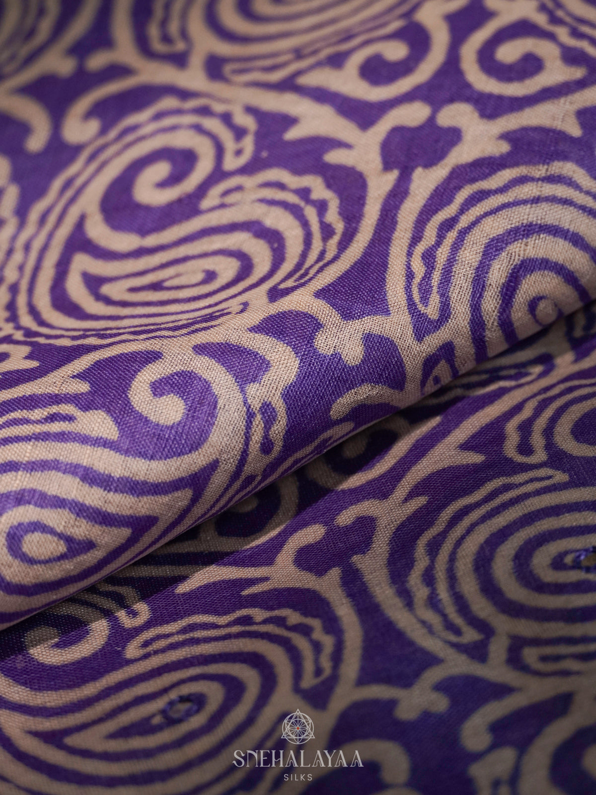 Purple Tussar Embroidery Saree