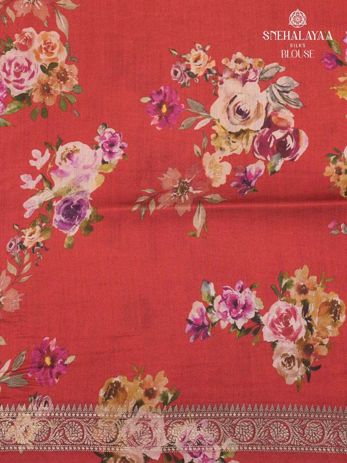 Red Chiniya Silk Saree