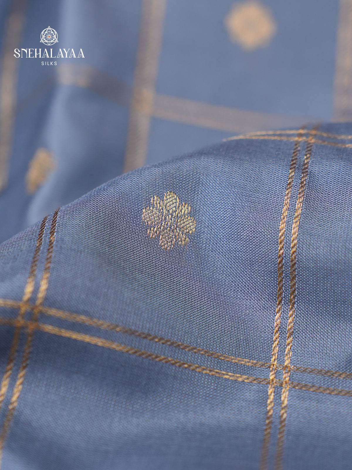 Dusty Blue Kanjivaram Silk Saree