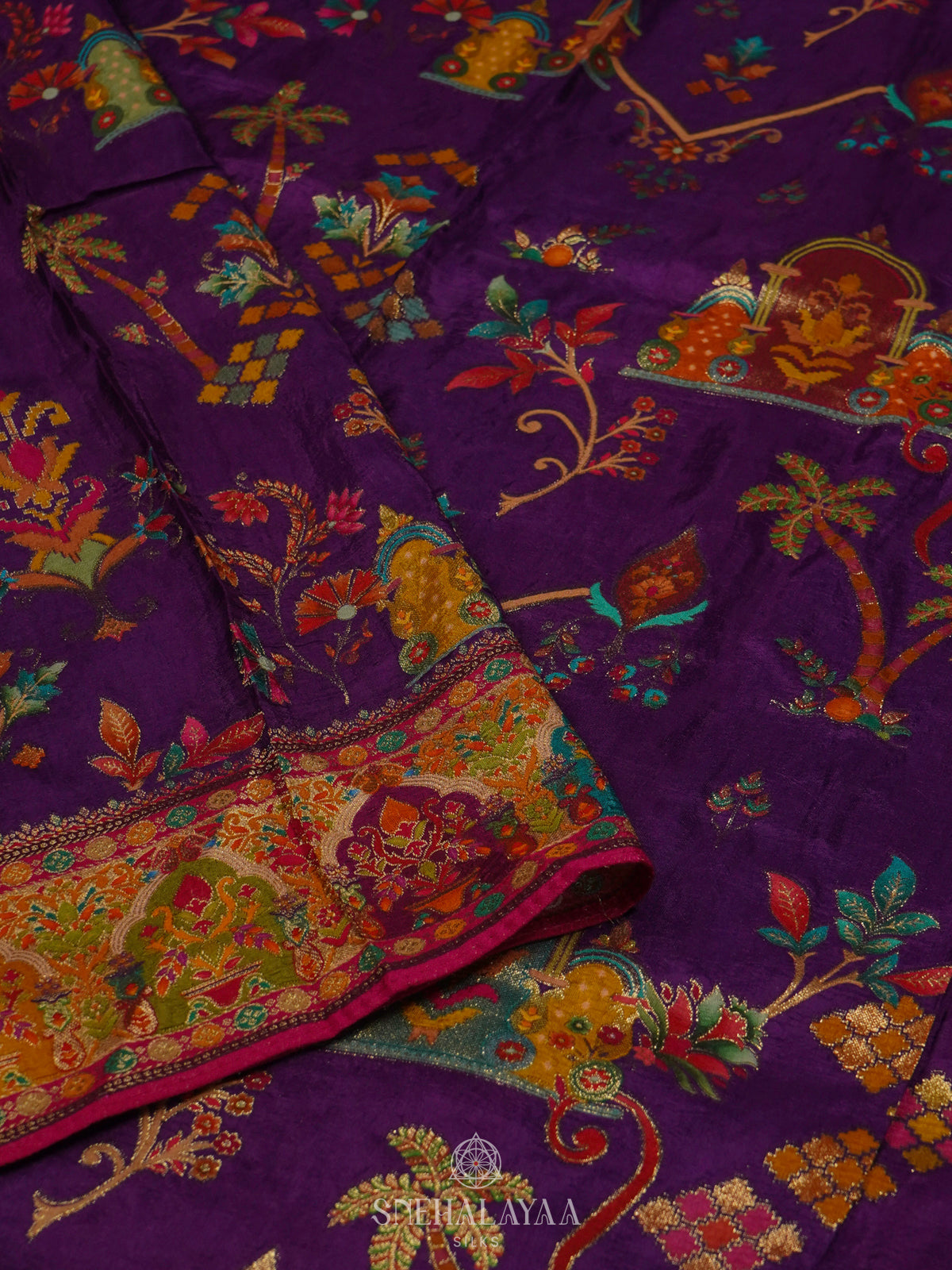 Purple Banaras Silk Saree