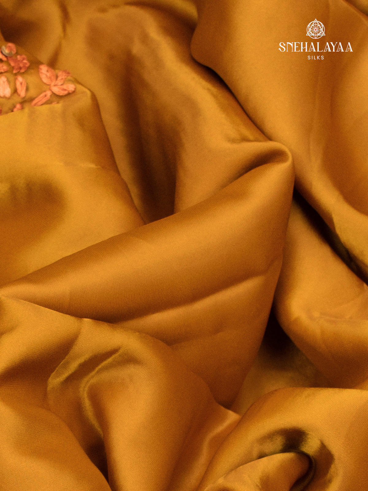 Yellow Satin Embroidery Saree
