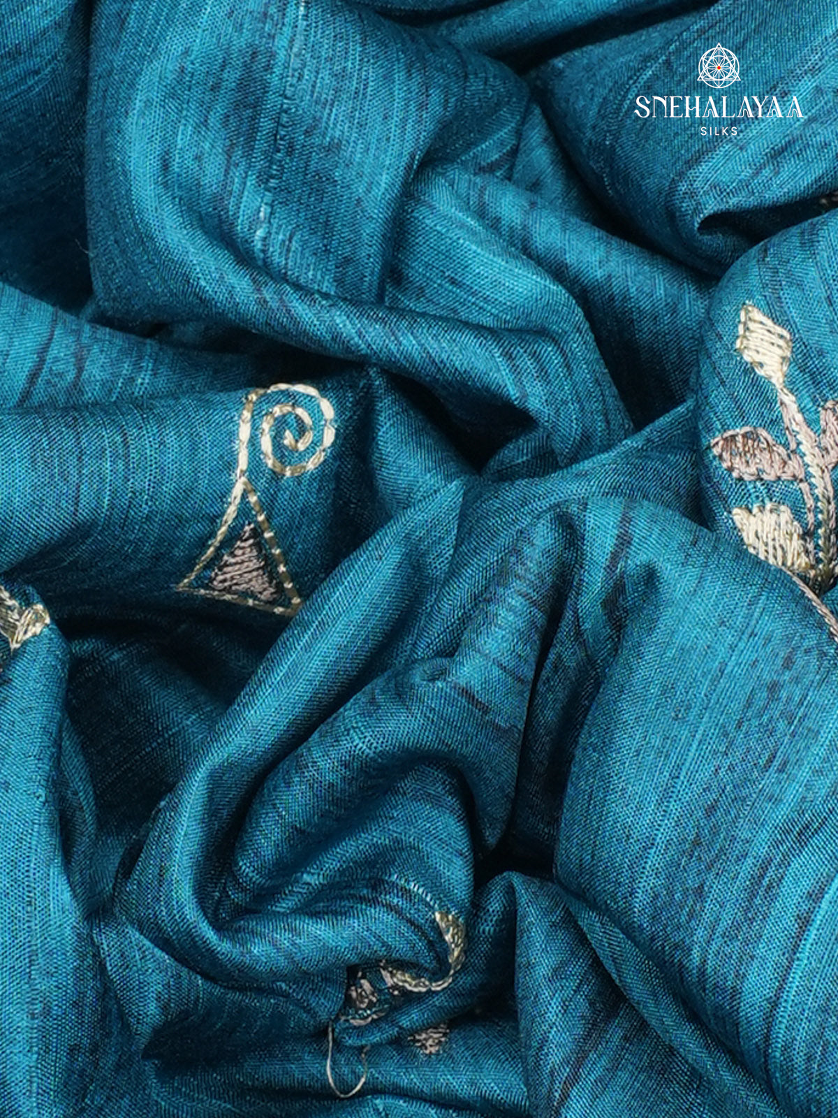 Sky Blue Tussar Embroidery Saree
