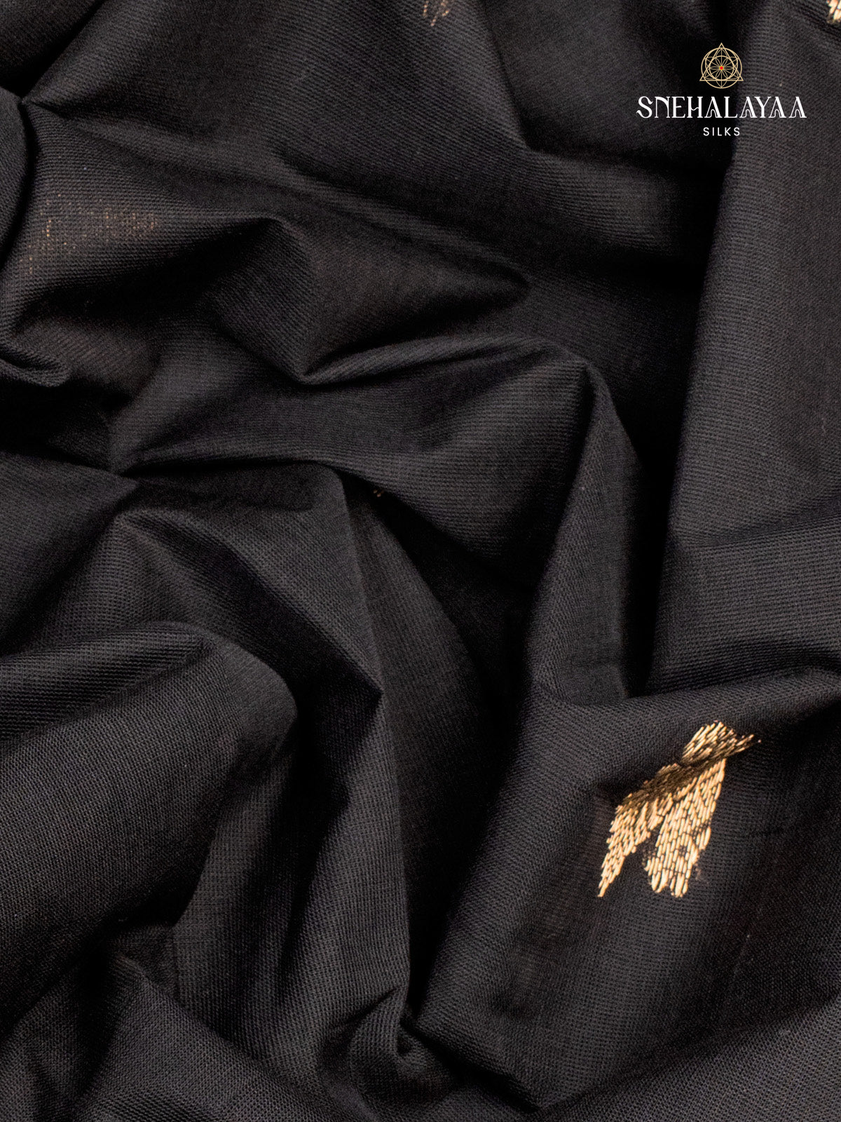 Black Kanchi Cotton Saree