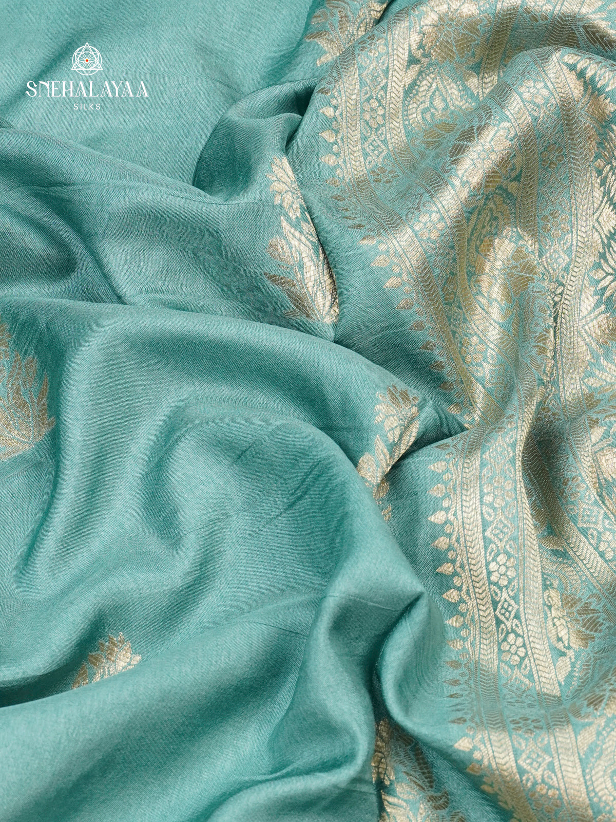 Ice Blue Banaras Dola Silk Saree