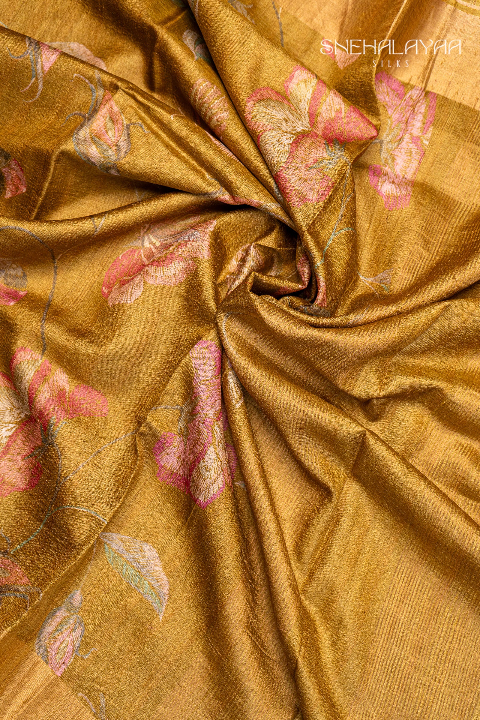 Mehendi Green Tussar Silk Saree