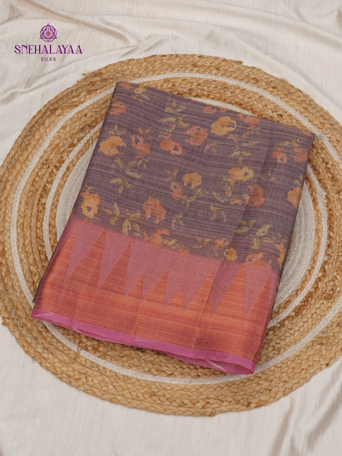 Grey Linen Tissue Saree