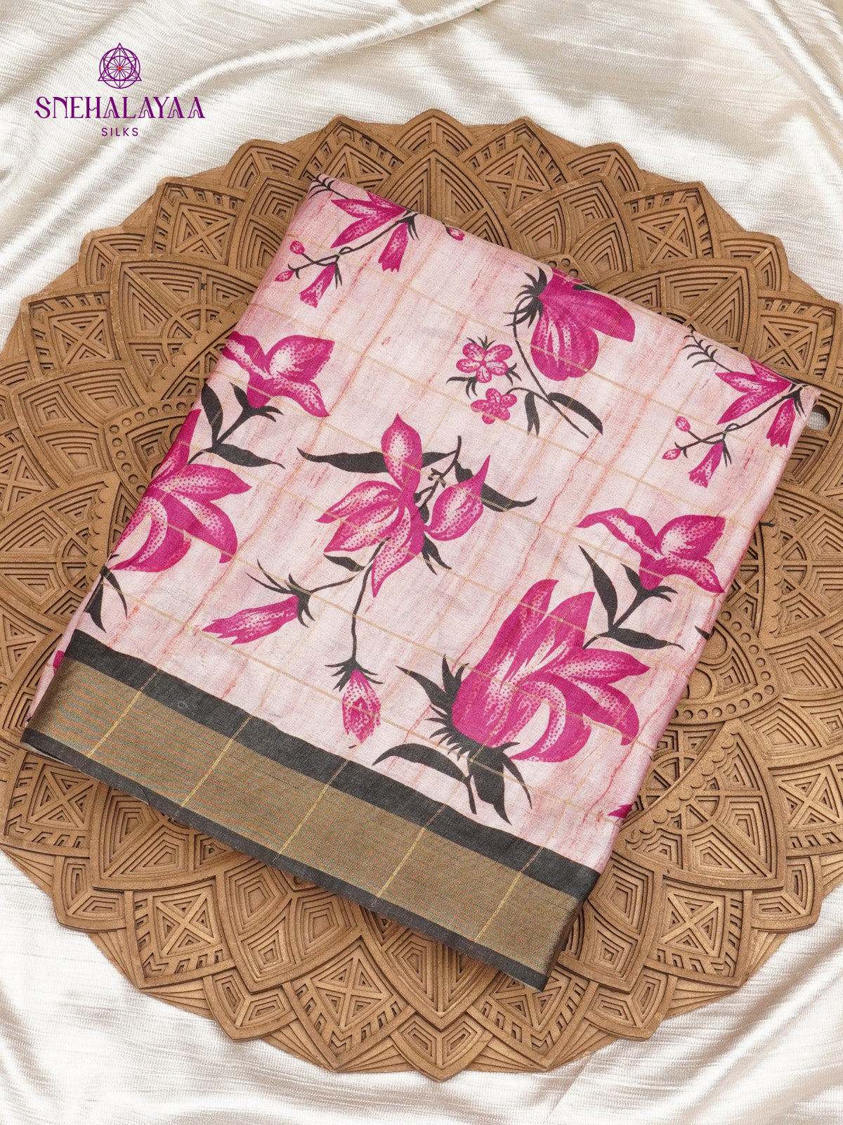 Pastel Pink Tussar Saree