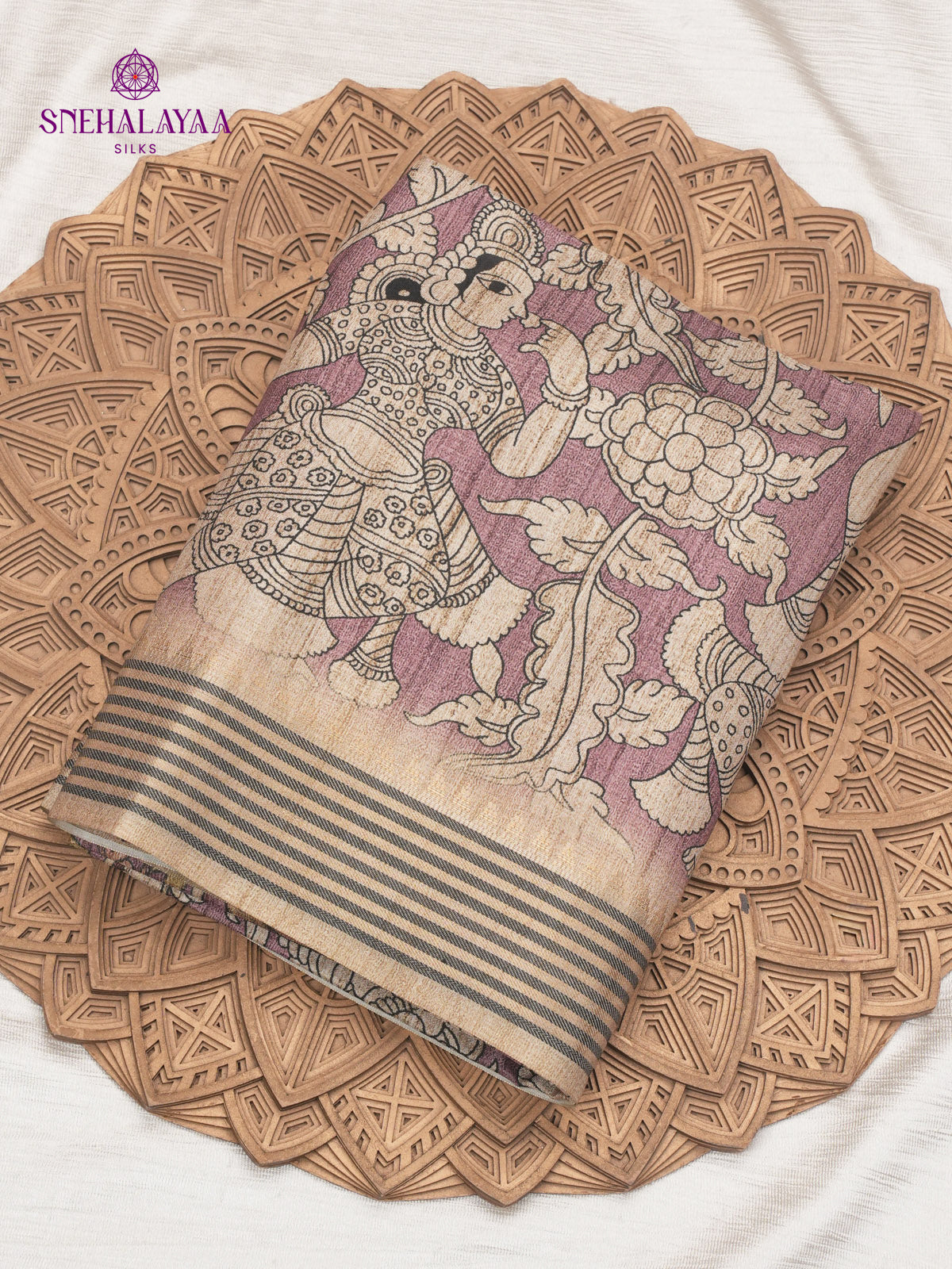 Mauve Rose Kalamkari Tussar Saree