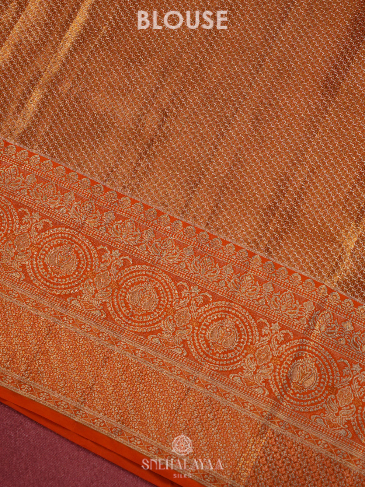 Golden Brown Kanjivaram Silk Saree